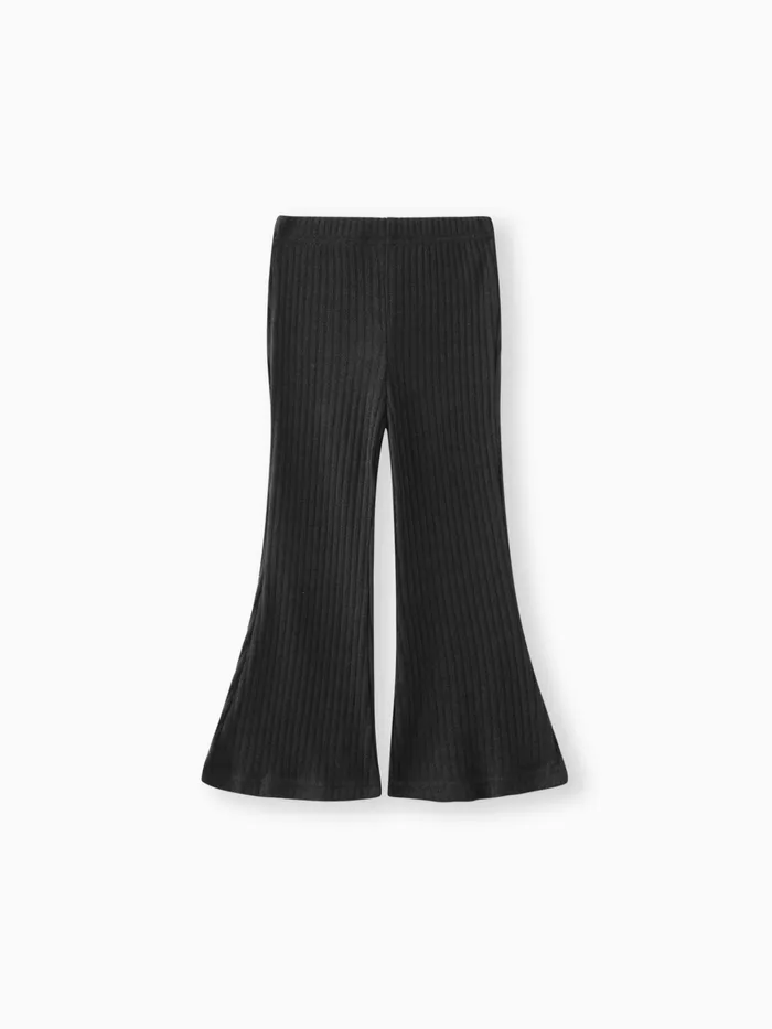 pantalon évasé côtelé de couleur unie pour petite fille