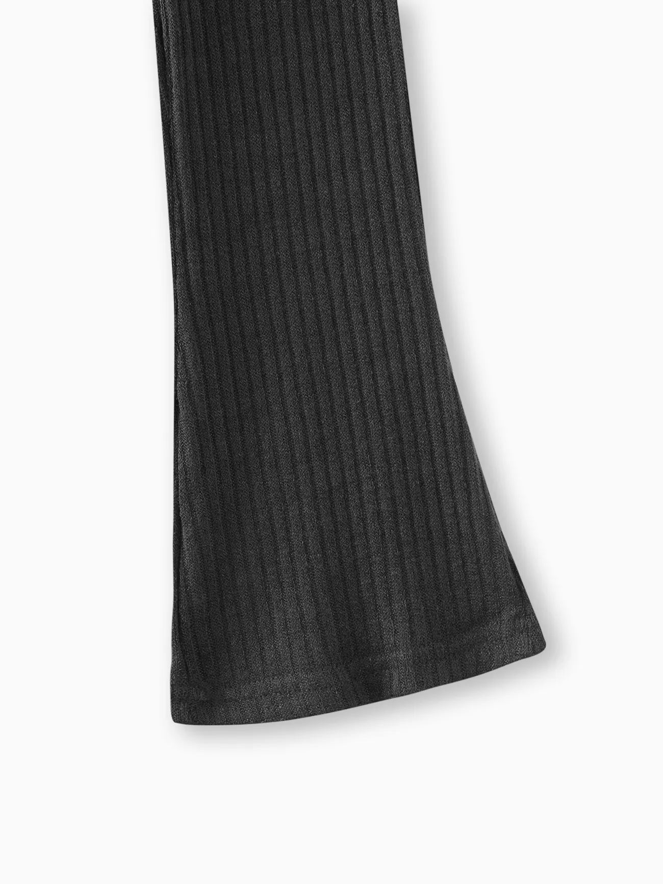 Noir - pantalon évasé côtelé de couleur unie pour petite fille - image 3