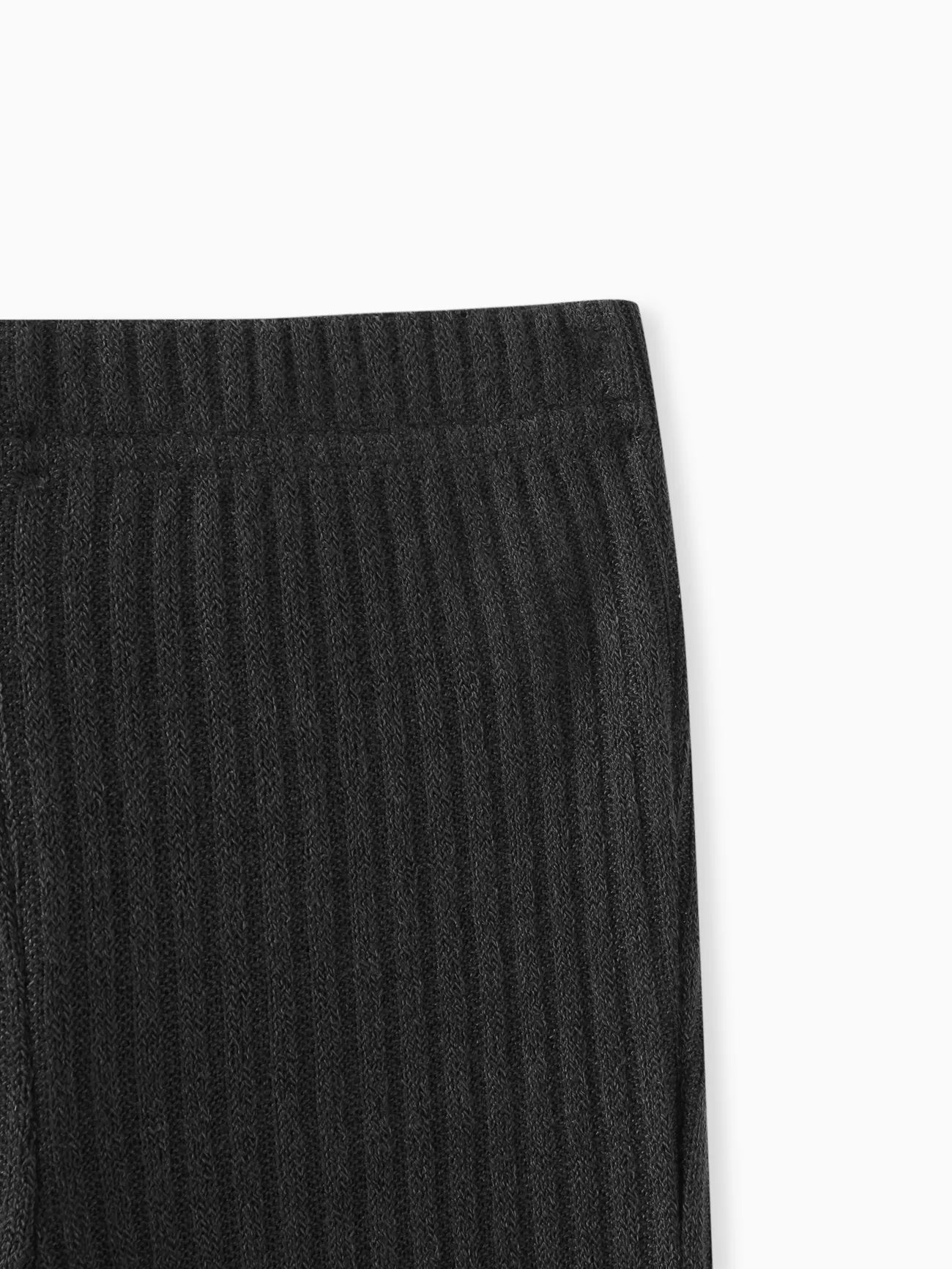 Noir - pantalon évasé côtelé de couleur unie pour petite fille - image 5