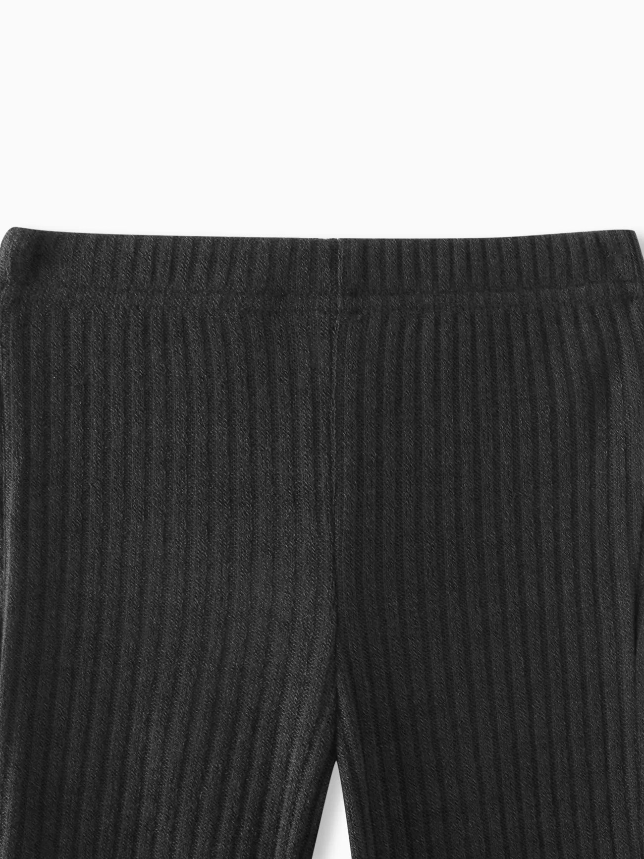 Noir - pantalon évasé côtelé de couleur unie pour petite fille - image 6