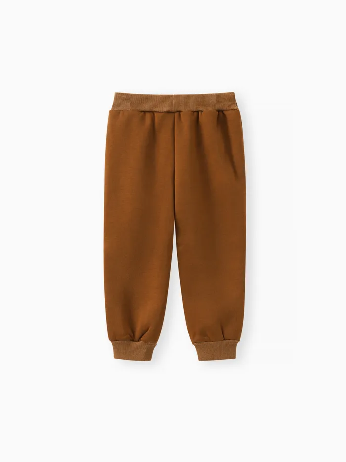 pantalon élastique doublé en molleton de couleur unie pour tout-petit garçon