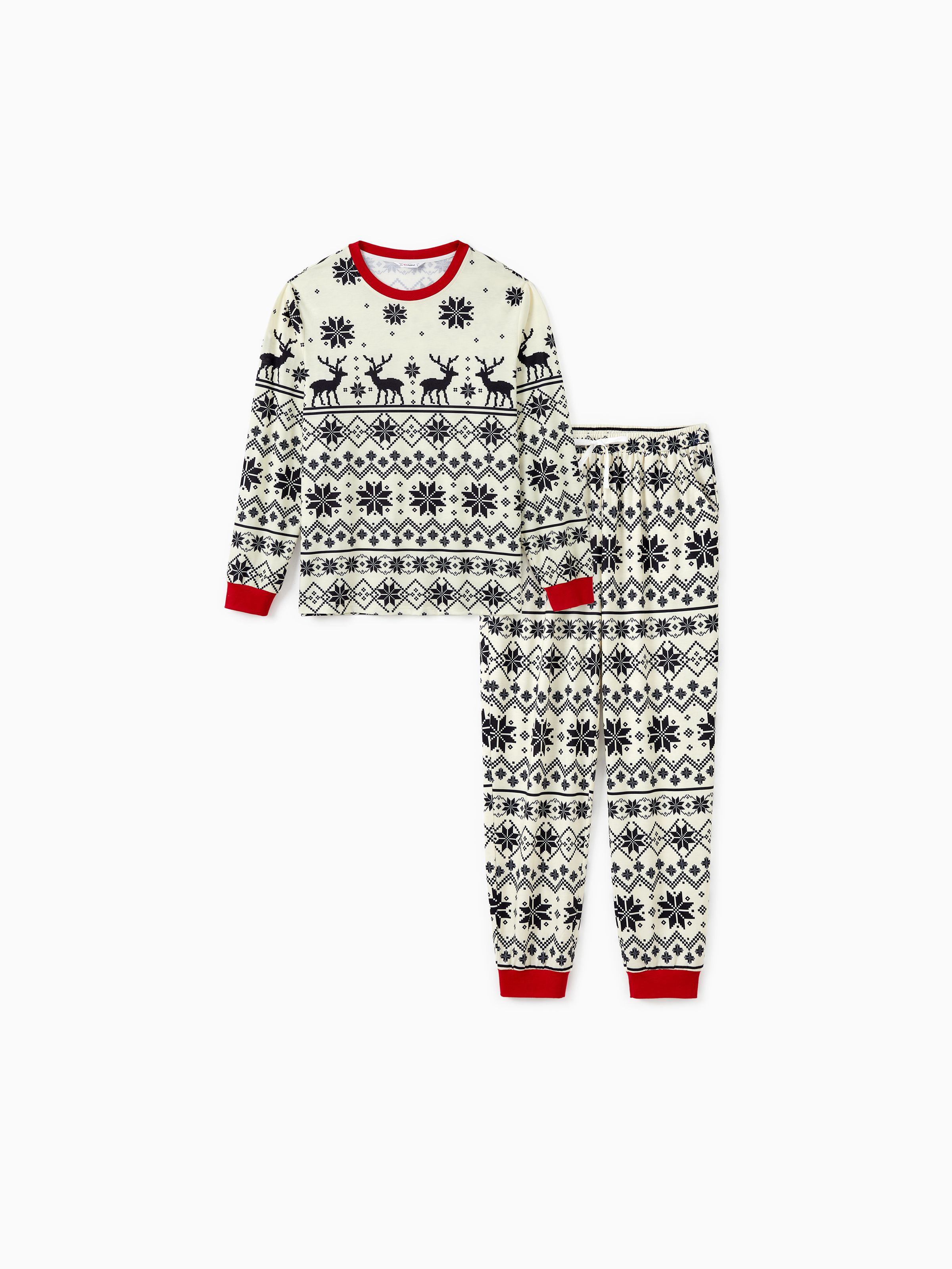 

Christmas Family Matching Snowflake/Reindeer Pattern Pajamas Sets with Pockets and Drawstring ( Flame Resistant )