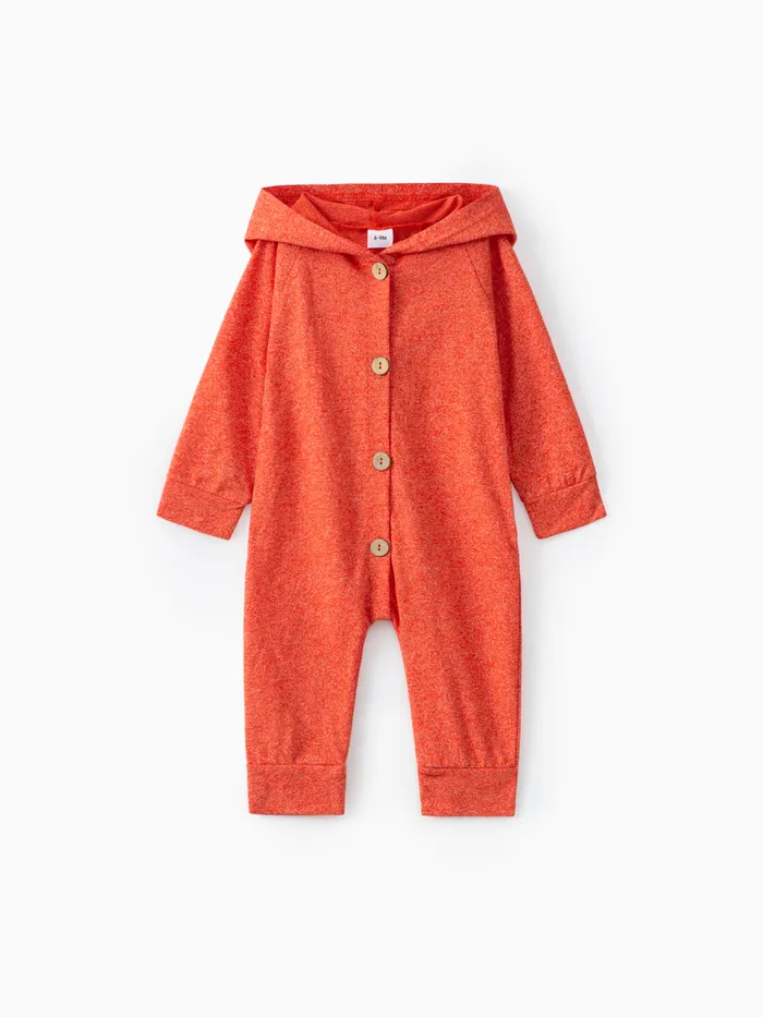 Baby Boy/Girl Solid Hooded Jumpsuit