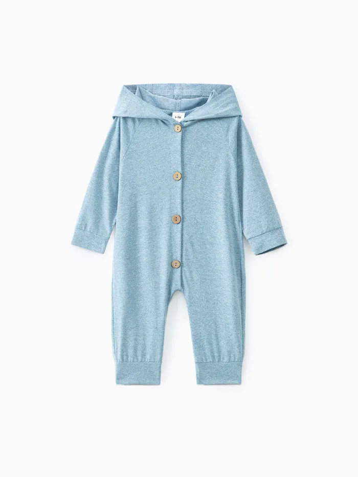 Baby Boy/Girl Solid Hooded Jumpsuit