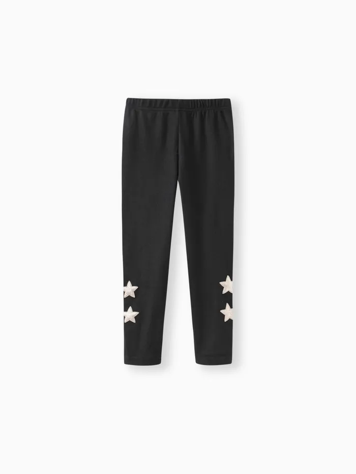 Kid Girl Glitter Stars Embroidered Elasticized Leggings