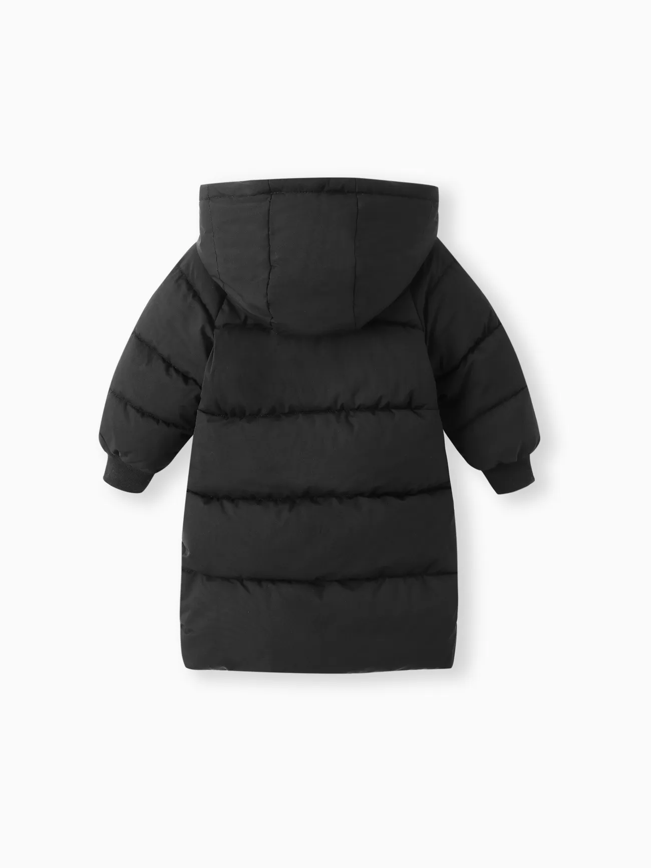 Noir - Tout-petit/Enfant Garçon/Fille Manteau veste longue rembourrée en coton à capuche - image 3
