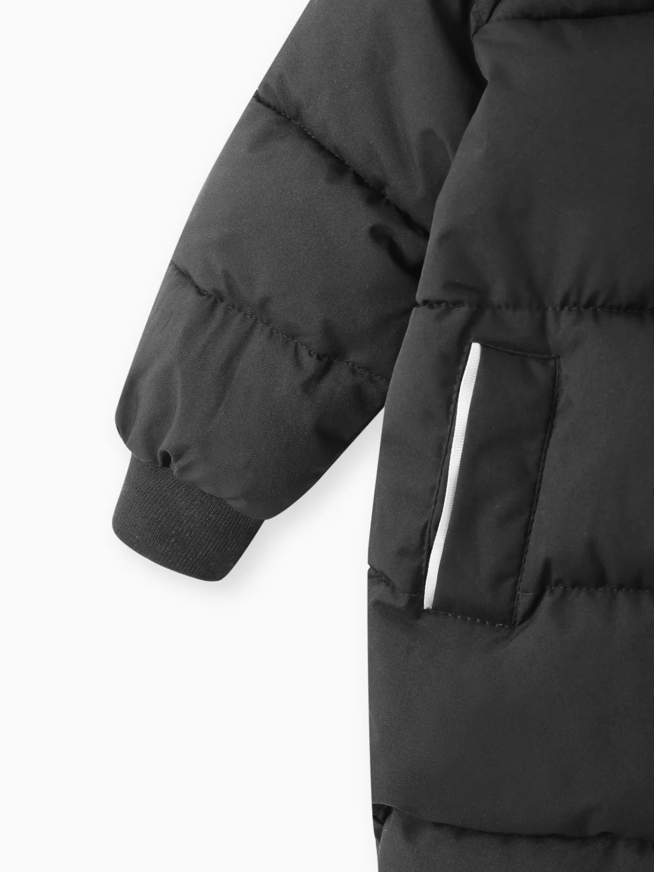 Noir - Tout-petit/Enfant Garçon/Fille Manteau veste longue rembourrée en coton à capuche - image 4