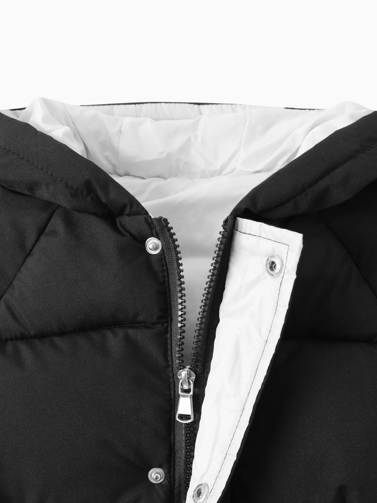 Noir - Tout-petit/Enfant Garçon/Fille Manteau veste longue rembourrée en coton à capuche - image 5