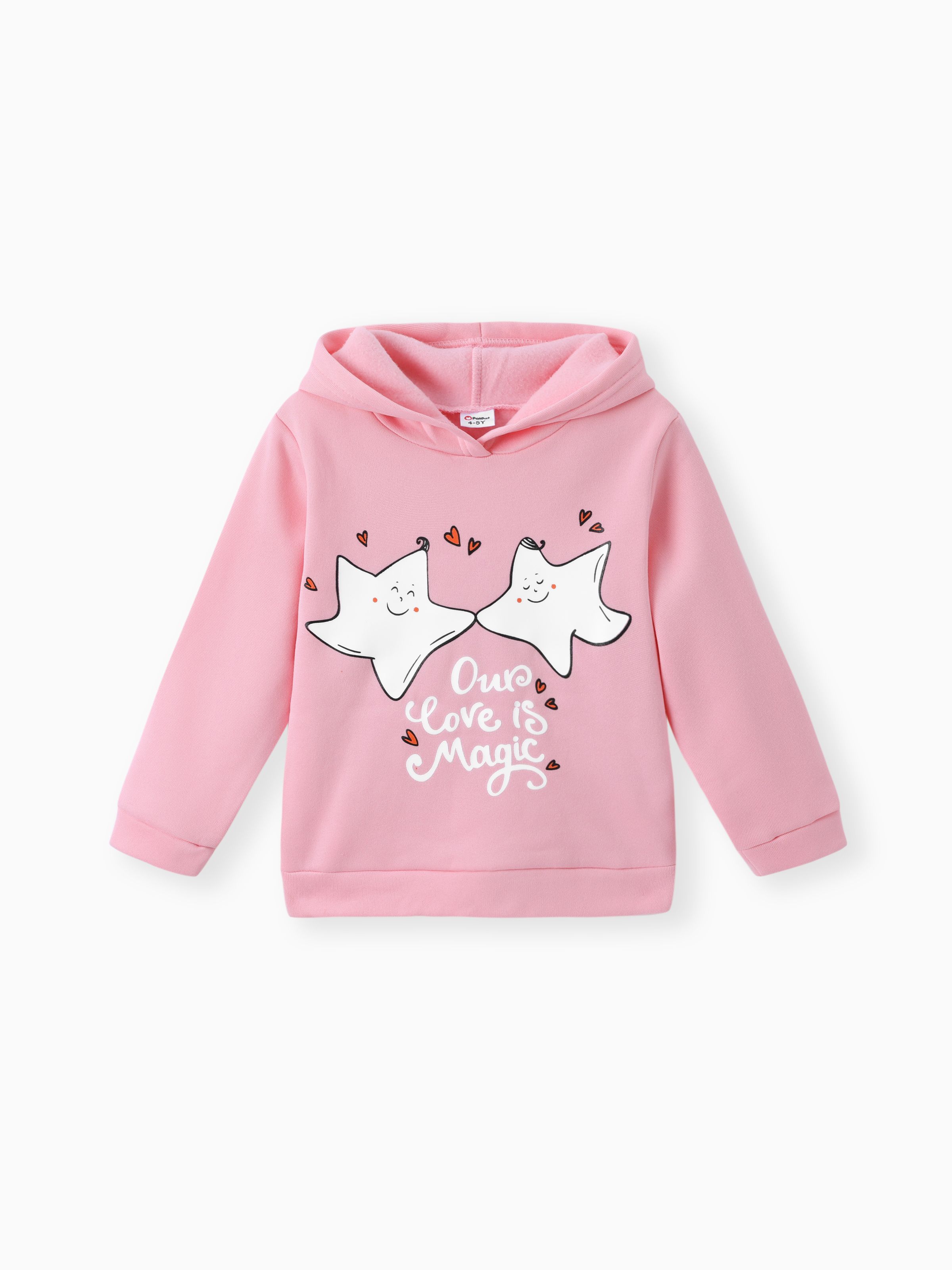 

Kid Girl Letter Stars Print Fleece Lined Hoodie Sweatshirt
