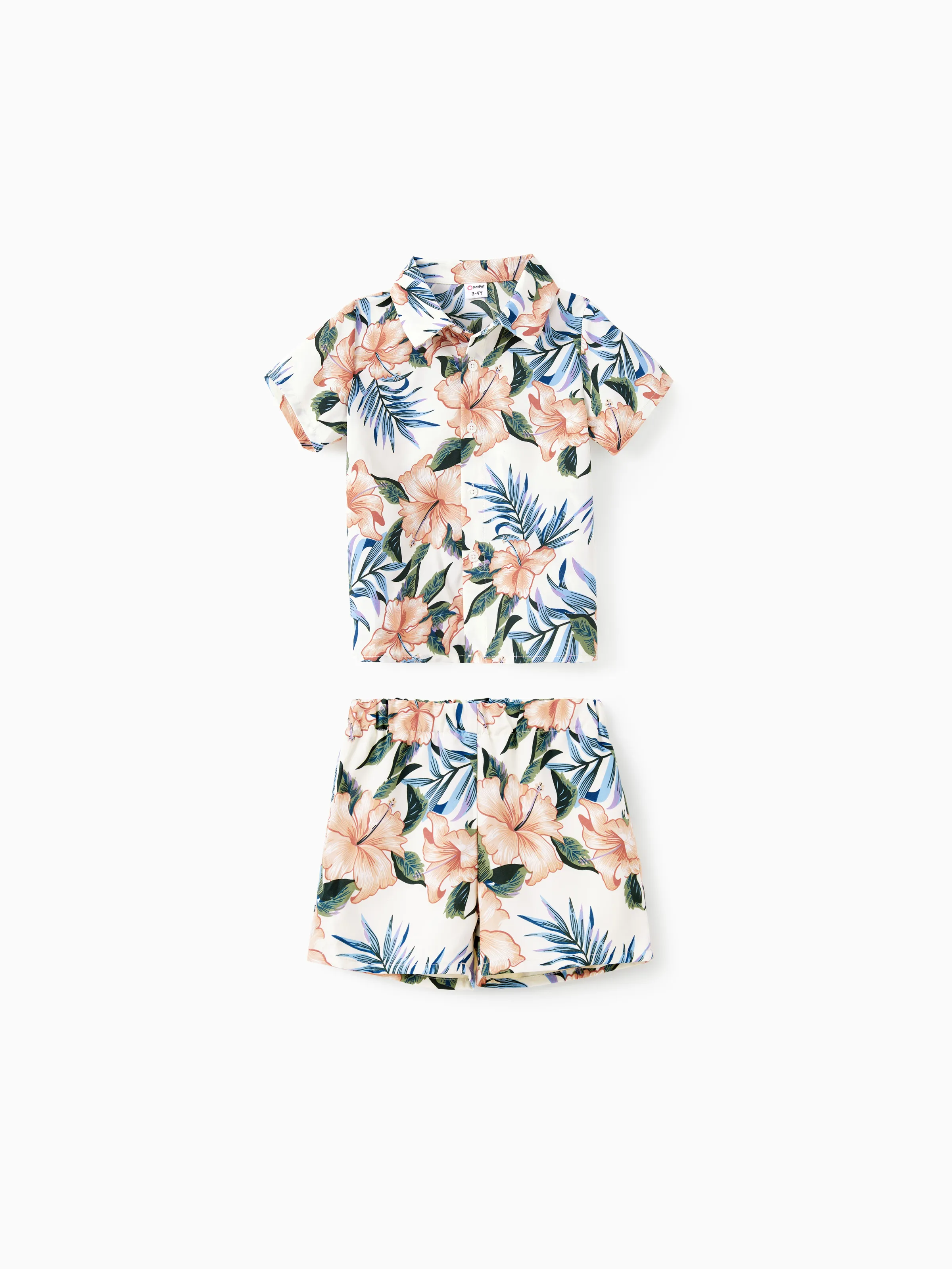 

Family Matching Sets Floral Beach Shirt or V-Neck Strap Romper with Longline Skirt