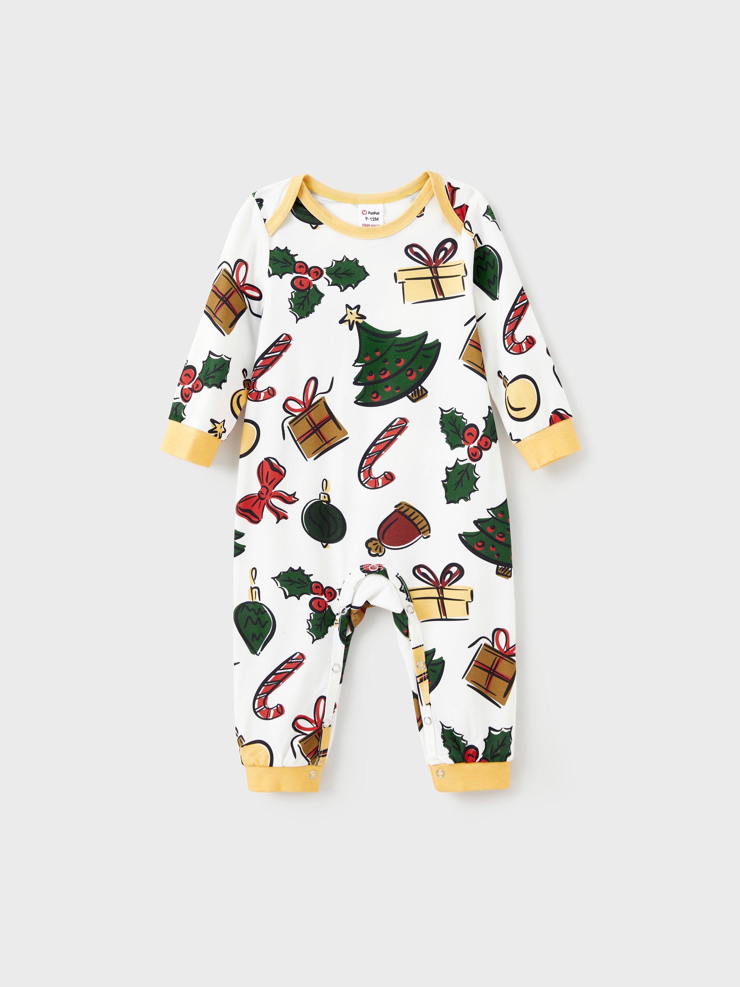 

Christmas Family Matching Allover Christmas-Theme Pattern Pajamas Sets with Drawstring and Pockets (Flame Resistant)