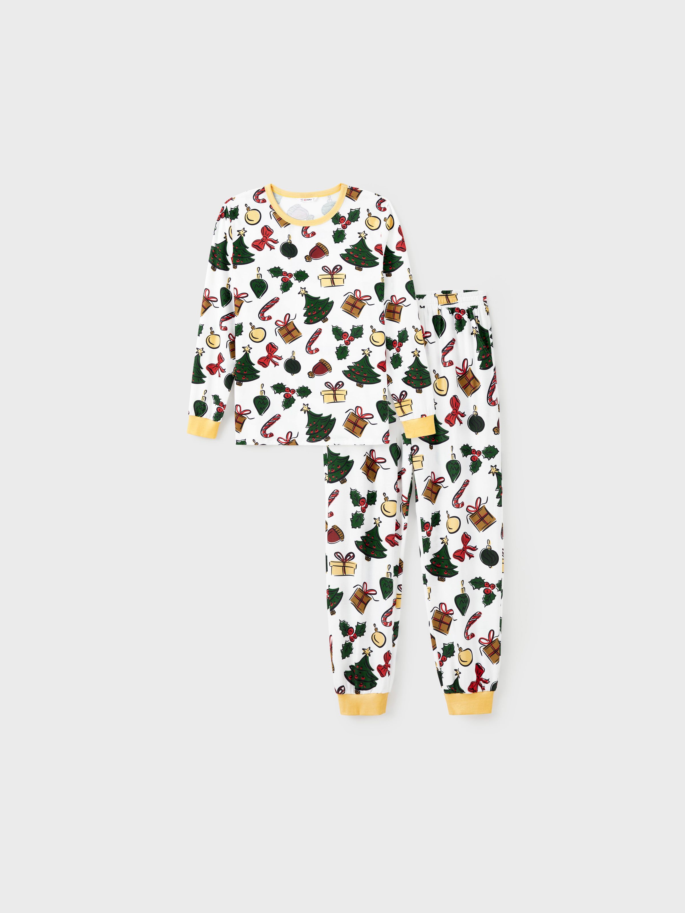

Christmas Family Matching Allover Christmas-Theme Pattern Pajamas Sets with Drawstring and Pockets (Flame Resistant)