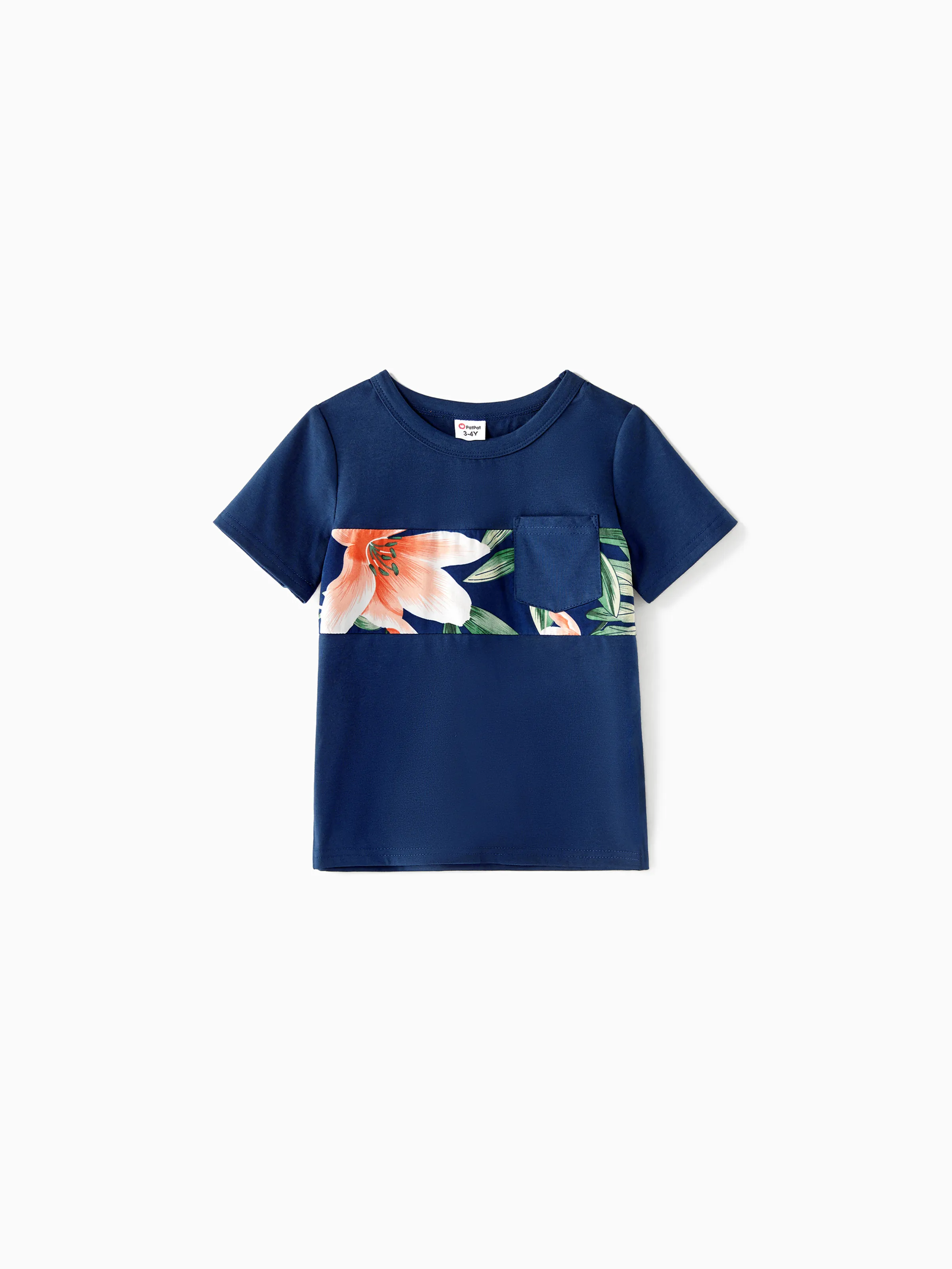 

Family Matching Sets Floral Panel Short-sleeve T-shirts or All Over Floral Print V Neck Spaghetti Strap Midi Dresses with Hidden Snap