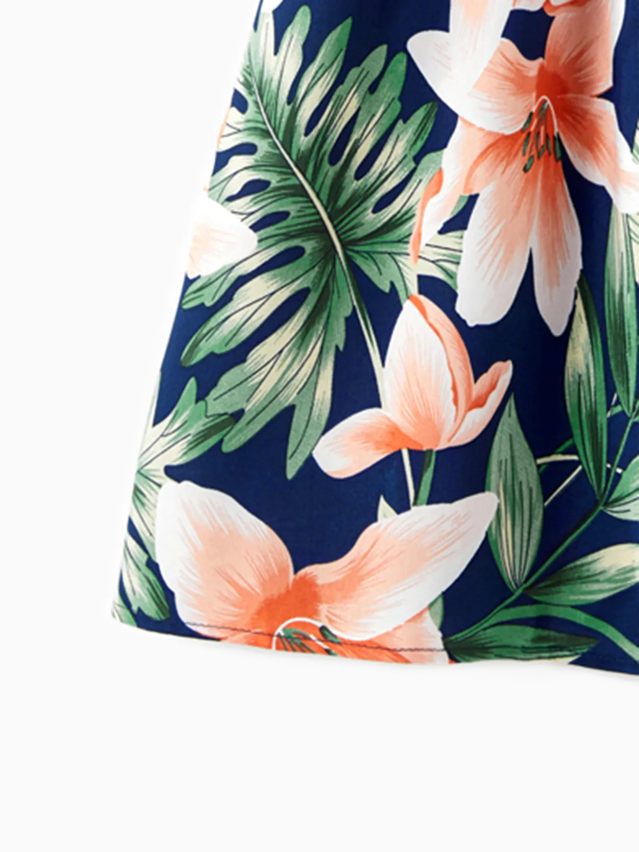 Girl - Tropical Vacation Outfits with Plant and Flower Print – Matching Shirts and Dresses - royalblue - image 10