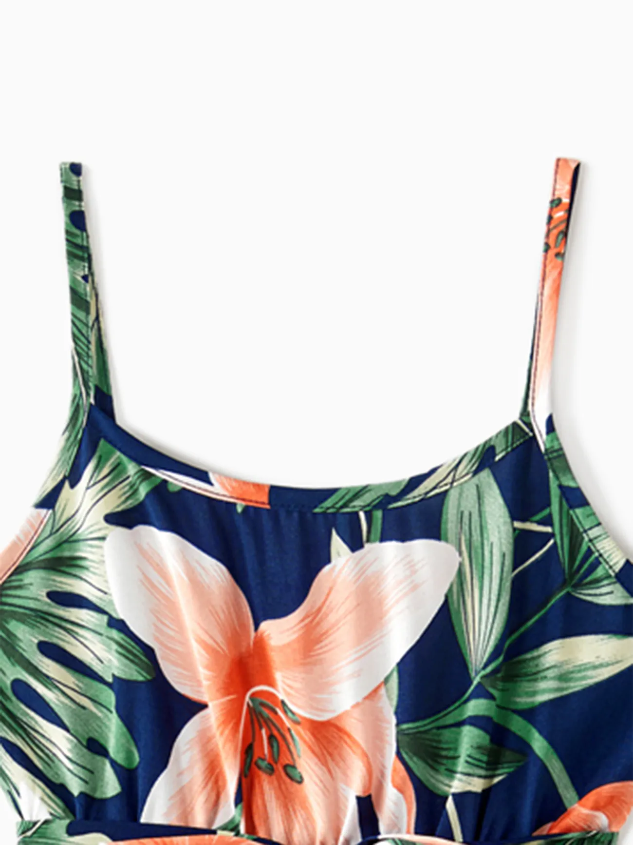 Girl - Tropical Vacation Outfits with Plant and Flower Print – Matching Shirts and Dresses - royalblue - image 8
