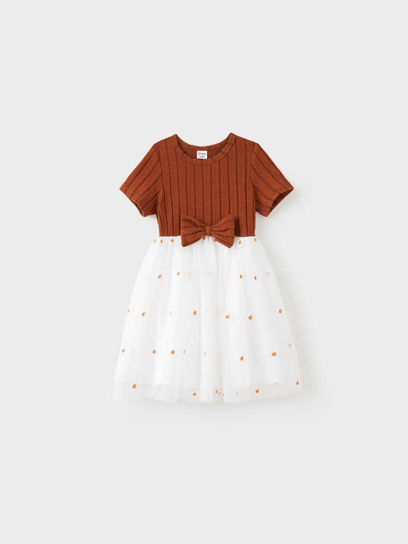 

Family Matching Sets Caramel Color Tee or Ribbed Body-con Dress or Embroidered Tulle Dress