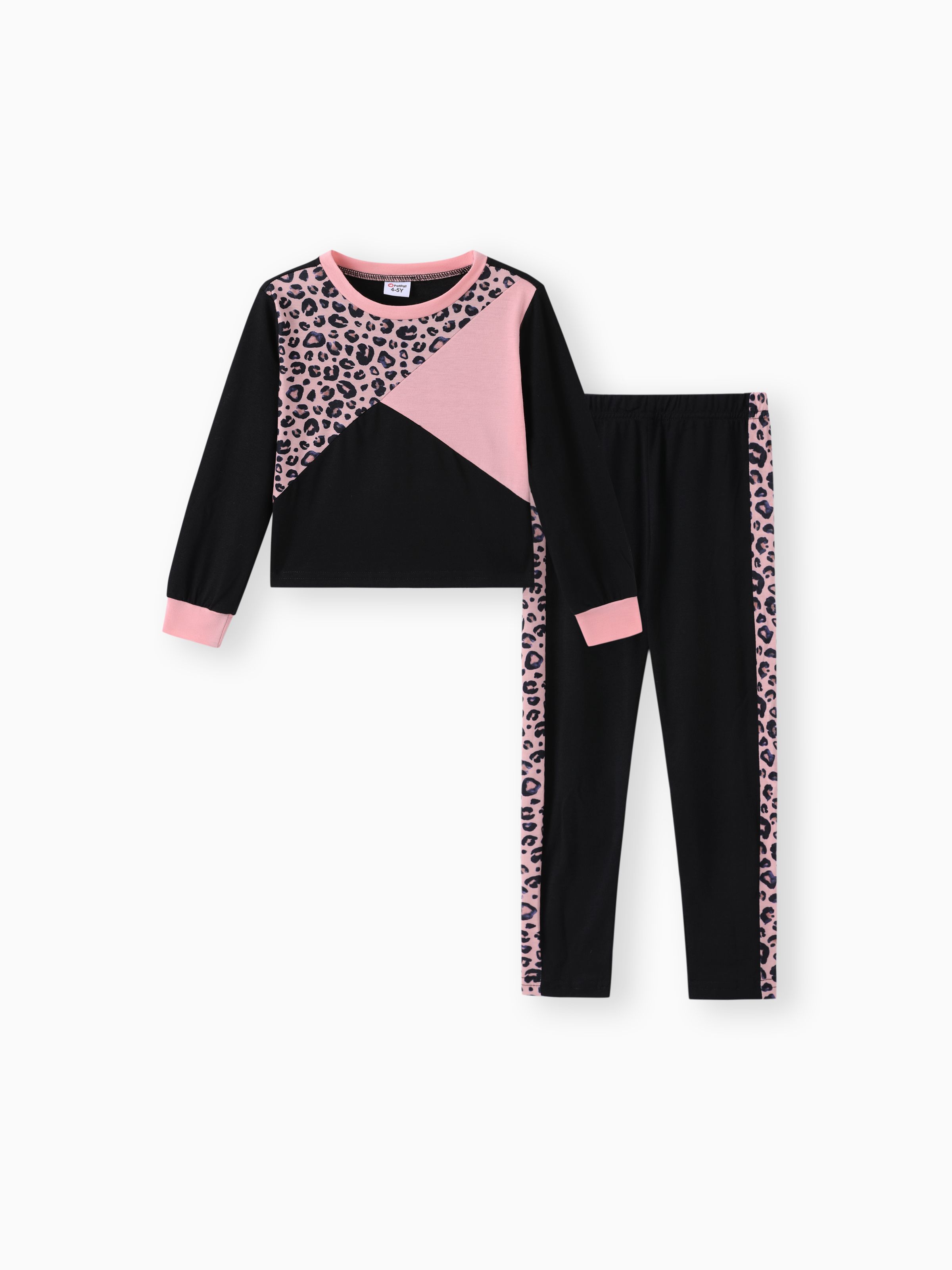 

Fashionable Kid Girl Leopard & Color Block Set