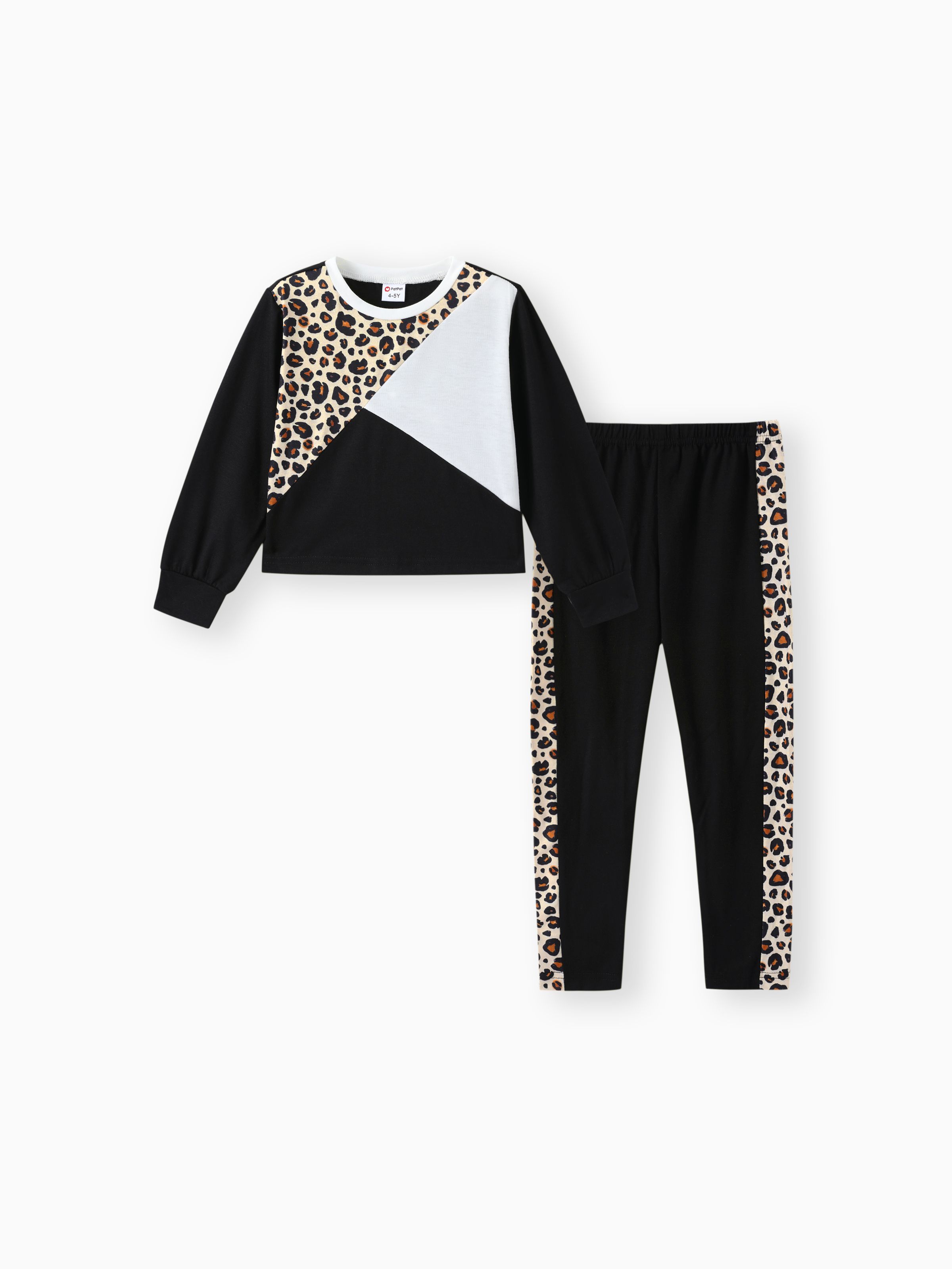 

Fashionable Kid Girl Leopard & Color Block Set