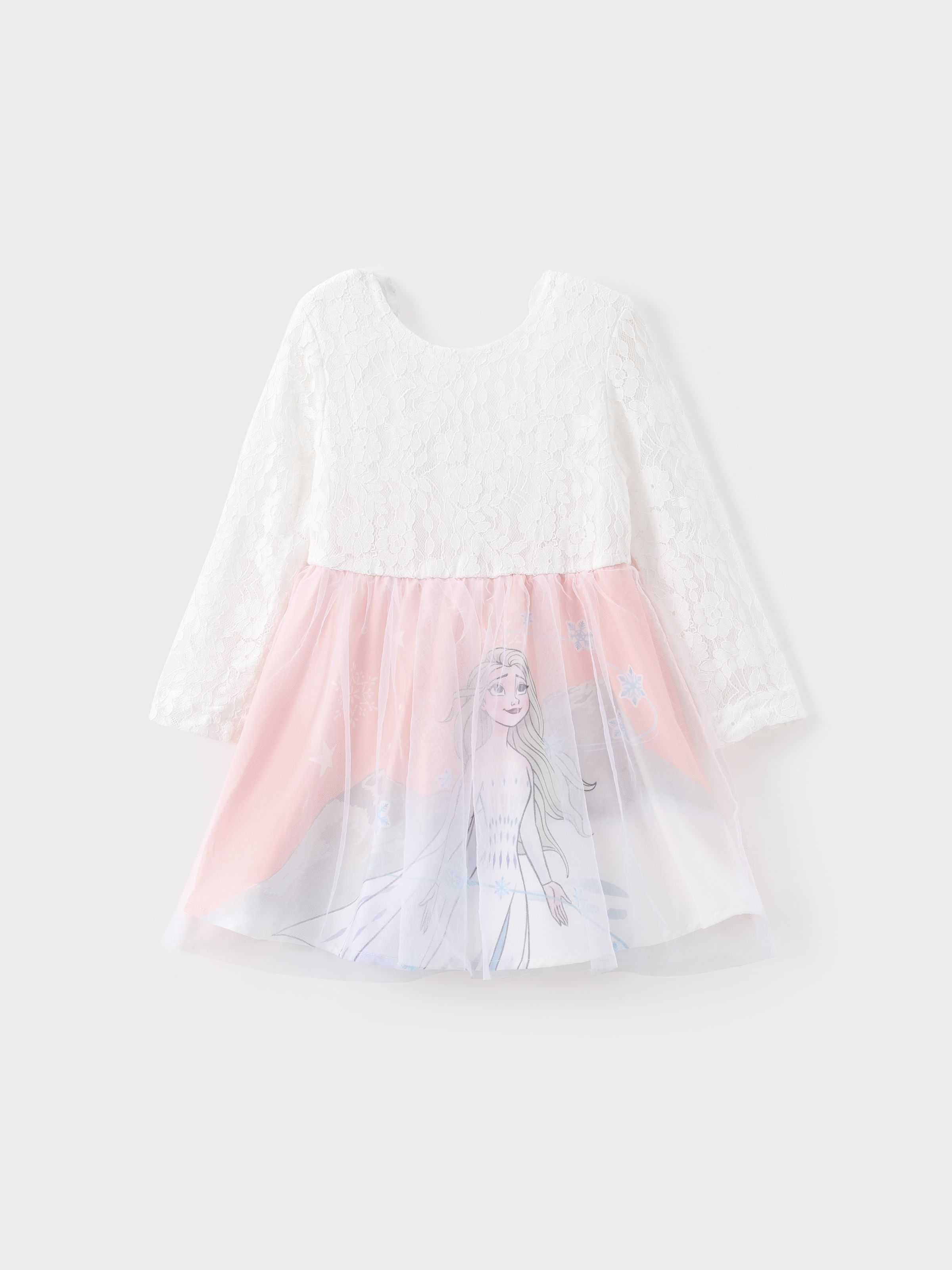 

Disney Princess Toddler Girl 1pc Elsa Lace Bowknot Mesh Long-sleeve Dress