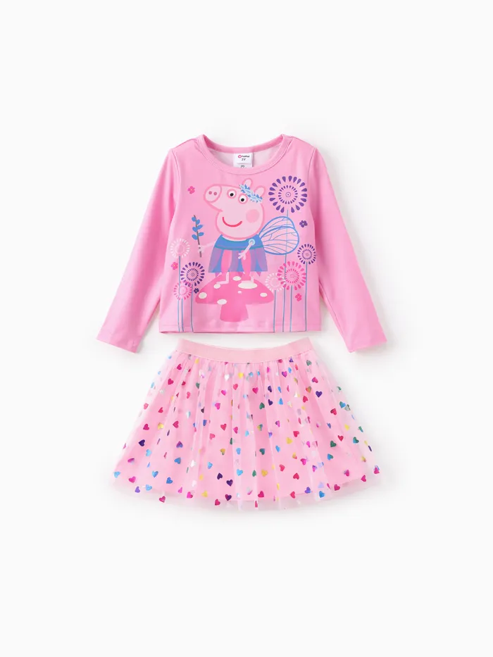 Peppa Pig Toddler Girl 2pcs T-shirt with Sequin Skirt Set