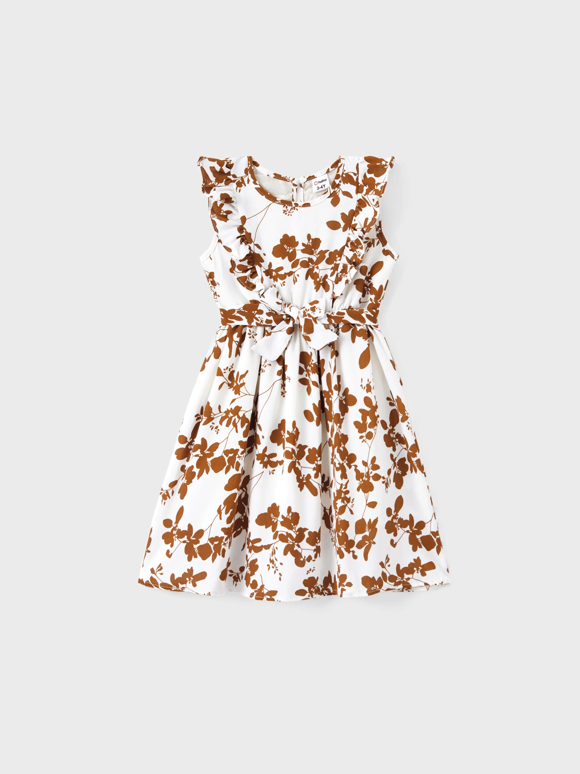 

Family Matching Sets Color Block Polo Shirt or Brown Ditsy Floral Drawstring Tie Neck Dress