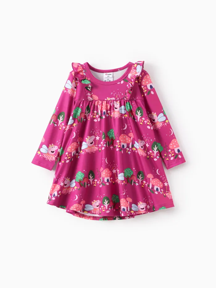 Peppa Pig Toddler Girl 1pc Unicorn Floral Flutter Long-sleeve Dress