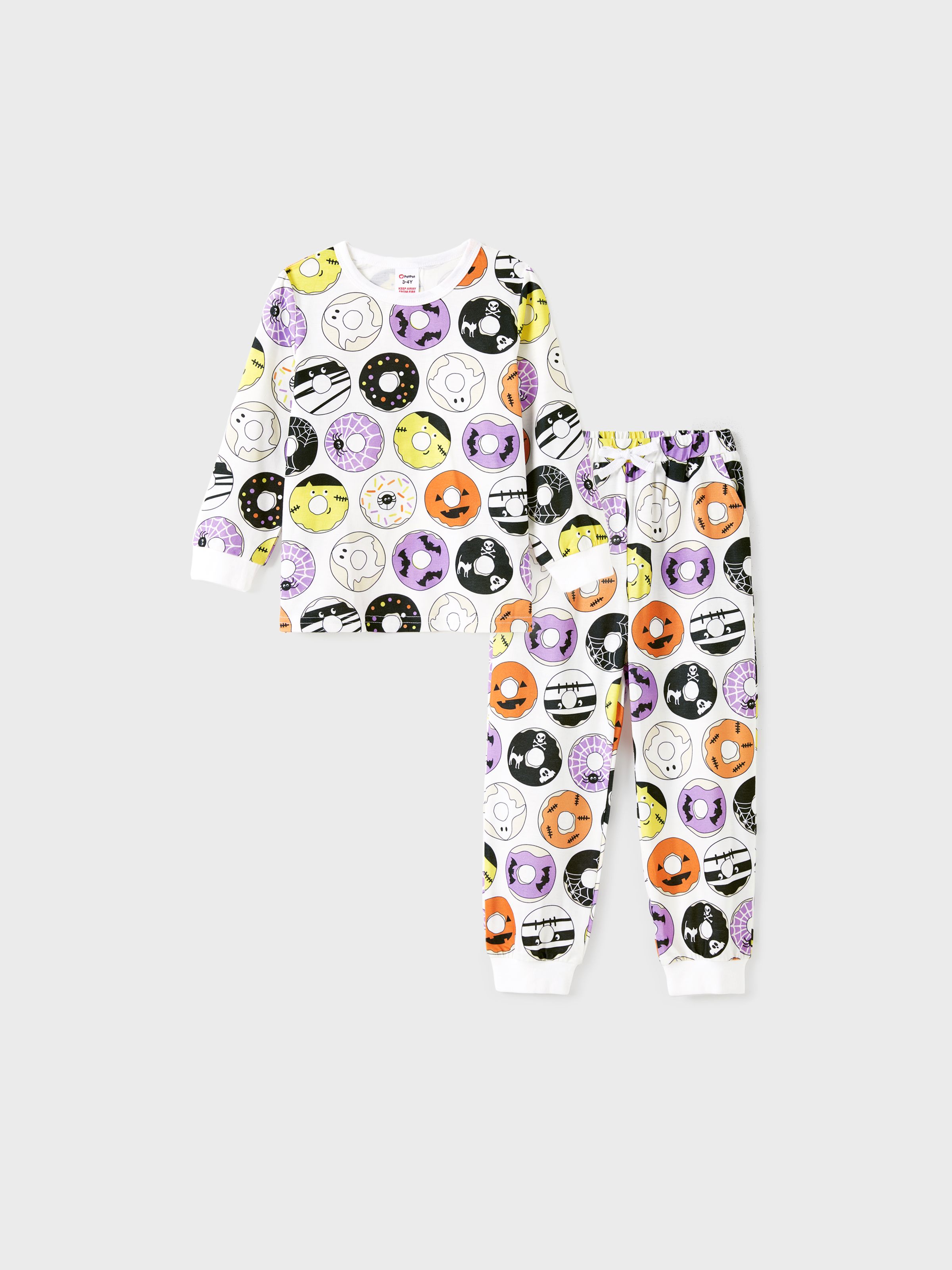

Halloween Family Matching Allover Spooky Donuts Pattern Pockets Pajamas Sets (Flame Resistant)