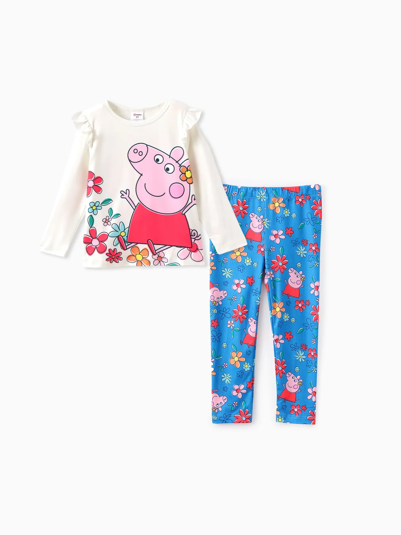 

Peppa Pig Toddler Girl 2pcs Floral Polka Flutter Long-sleeve T-shirt with Leggings Set