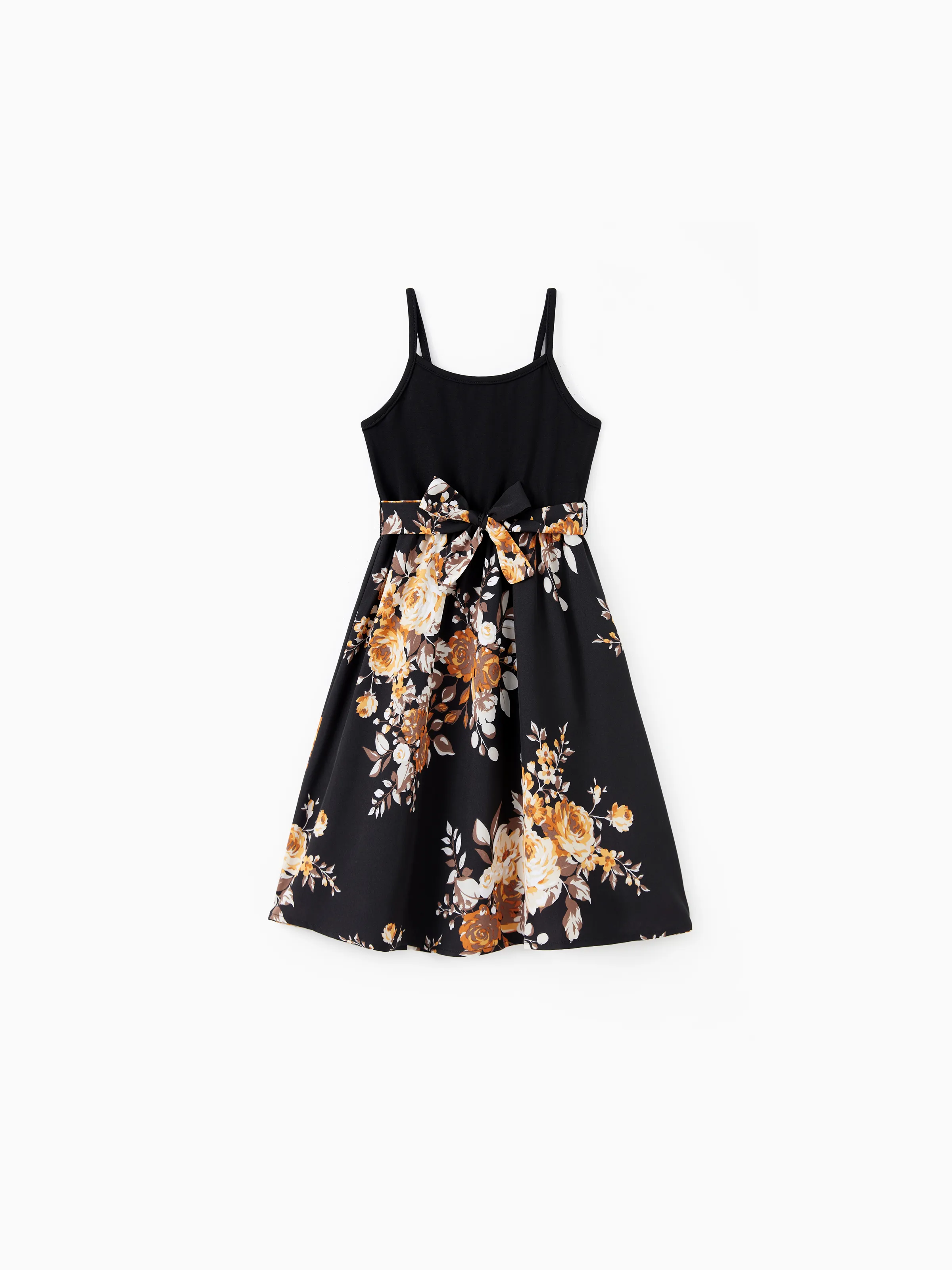 

Family Matching Sets Color Block Tee or Cami Top Flower Floral Bottom Strap Dress