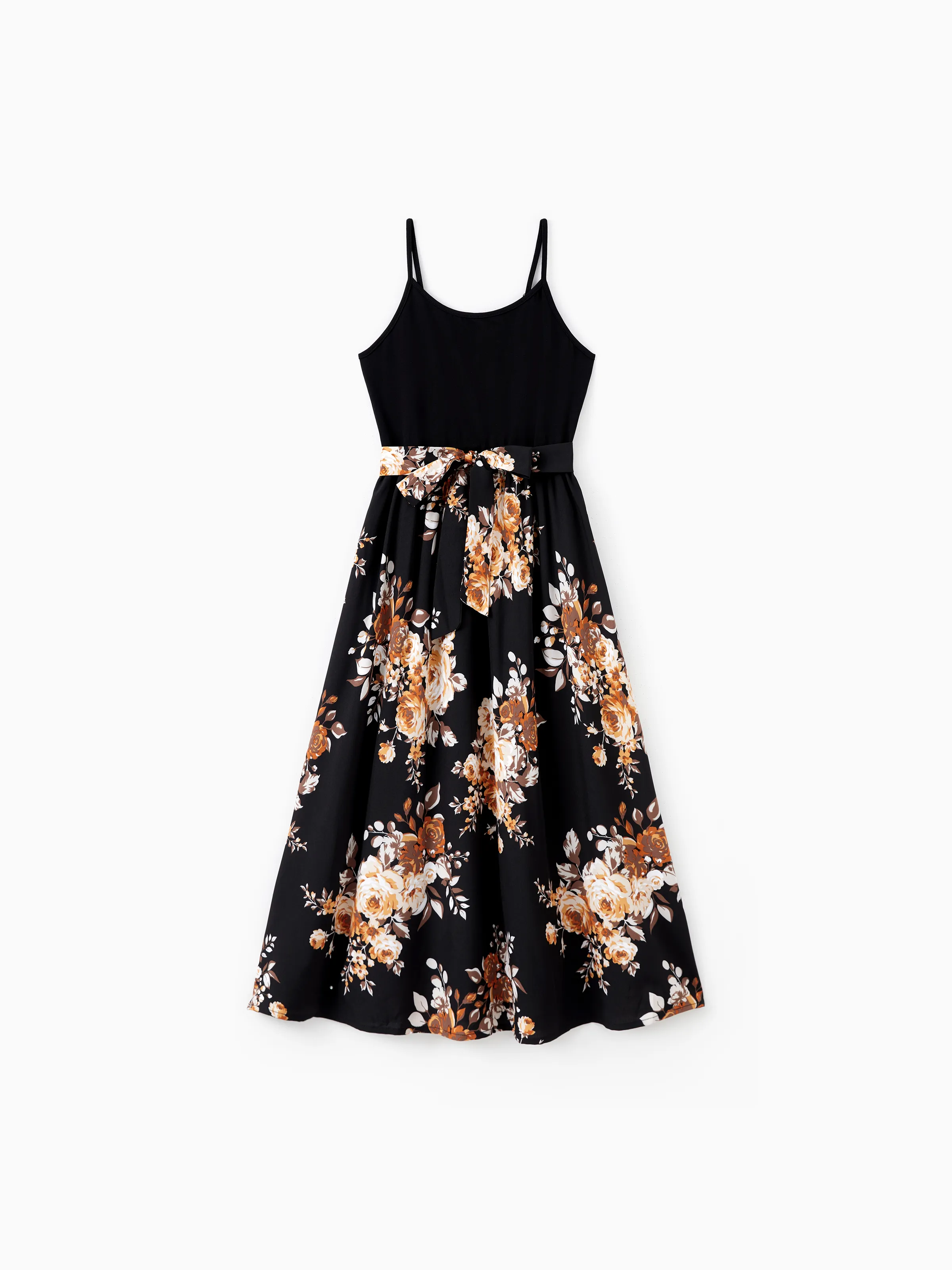 

Family Matching Sets Color Block Tee or Cami Top Flower Floral Bottom Strap Dress