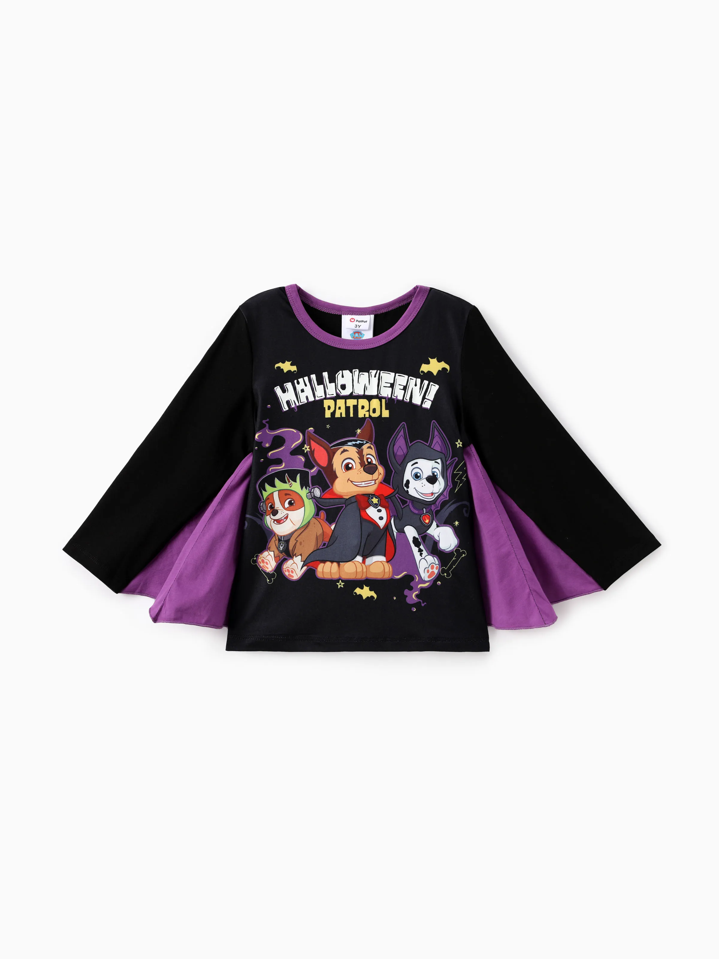 PAW Patrol Toddler Boy/Girl 1pc Halloween Batwing Glow-in-the Dark Long-sleeve T-shirt