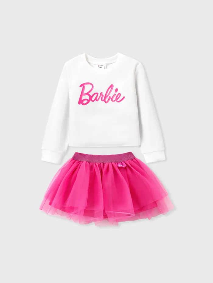Barbie Toddler Fille 2pc T-shirt à manches longues avec jupe en tulle Ensemble