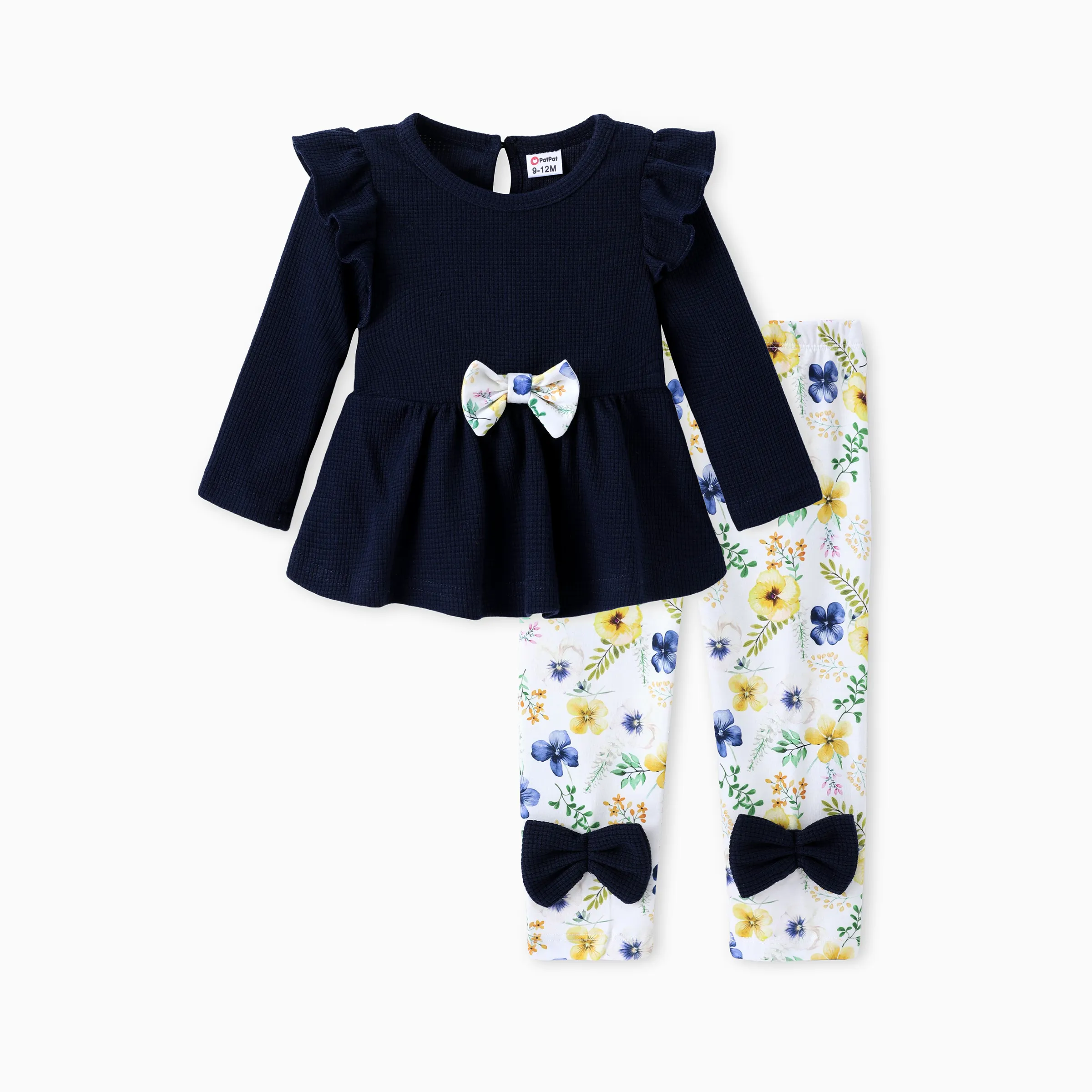 Baby Girl Clothes 2pcs Ruffled Top and Floral Leggings Set