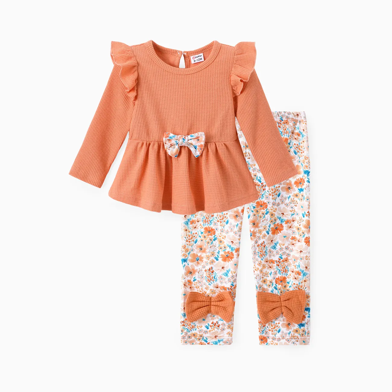 Baby Girl Clothes 2pcs Ruffled Top and Floral Leggings Set