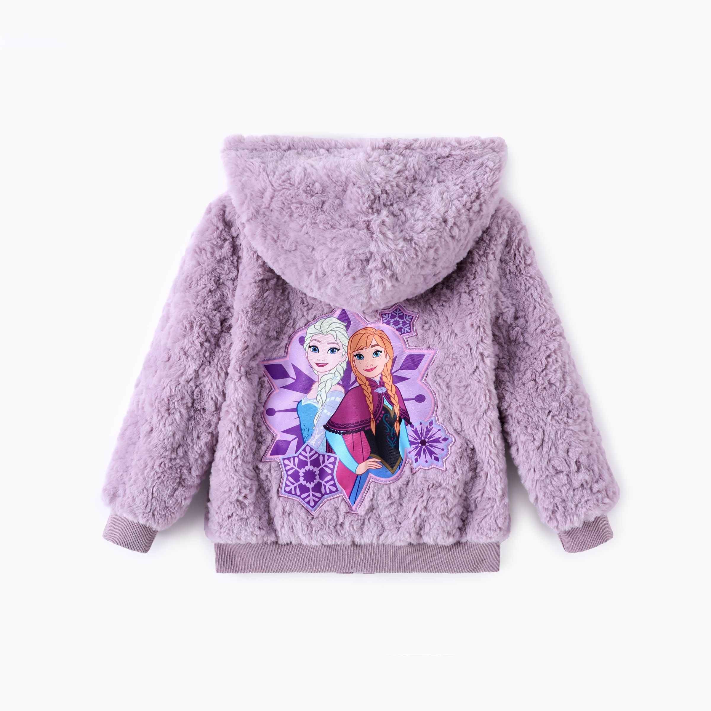 

Disney Frozen Toddlers Girl 1pc Elsa And Anna Character Print teddy Fleece Hooded Coat