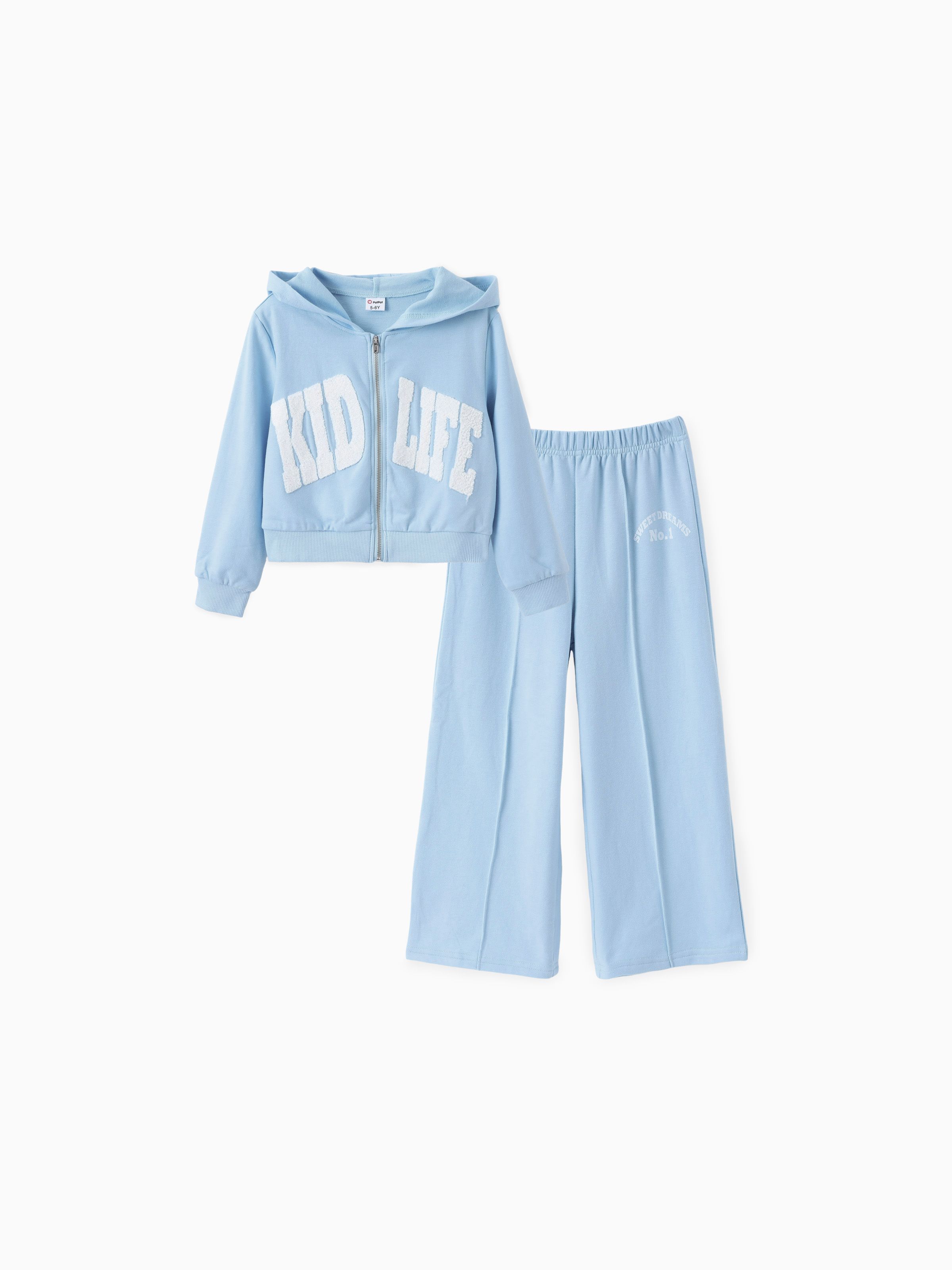 

Kid Girl 2pcs Sporty Letter Jacket and Casual Pants Set