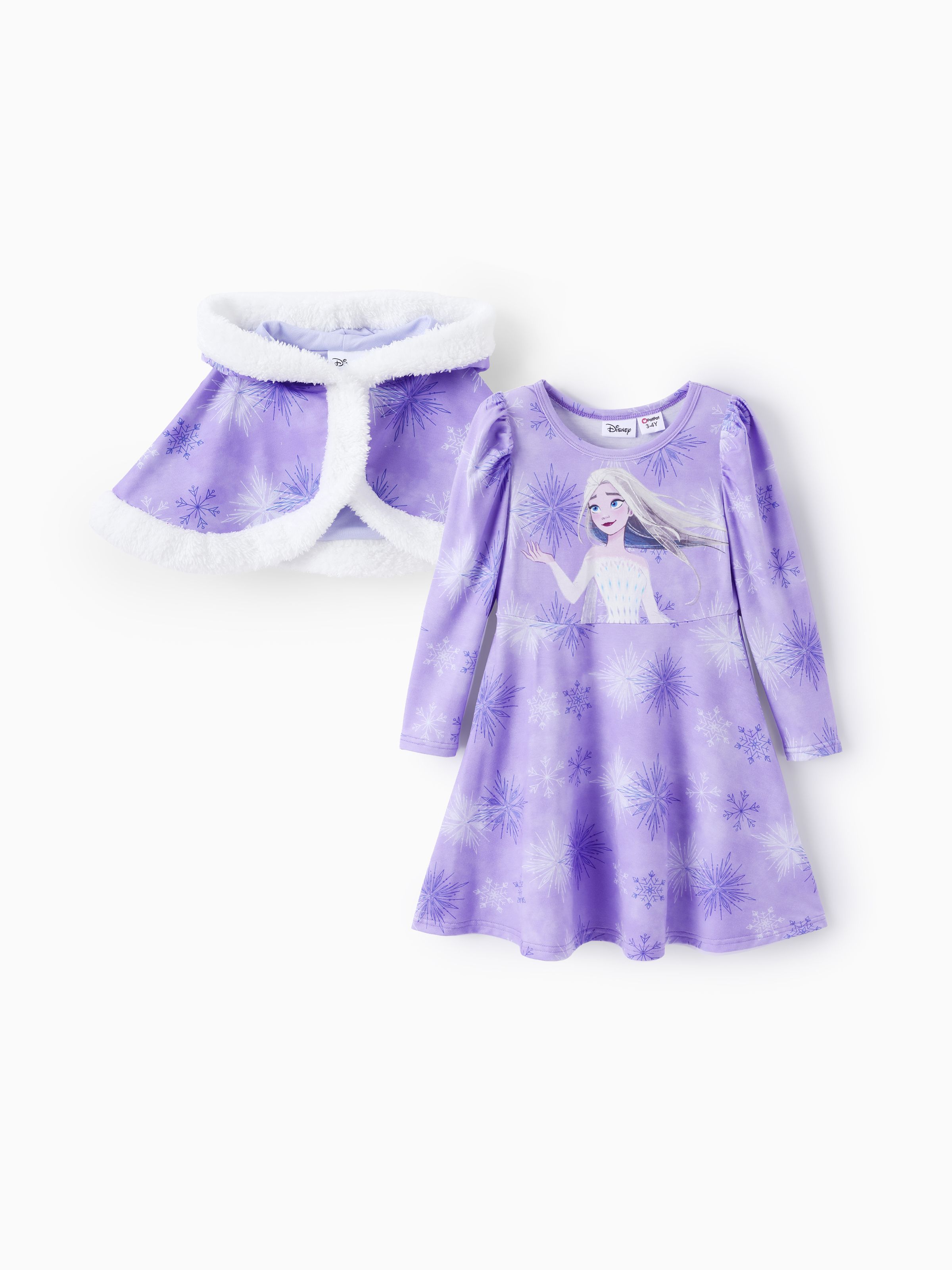 

Disney Frozen Toddler Girl 2pcs Naia™ Elsa Tye-die shawl with Dress Set