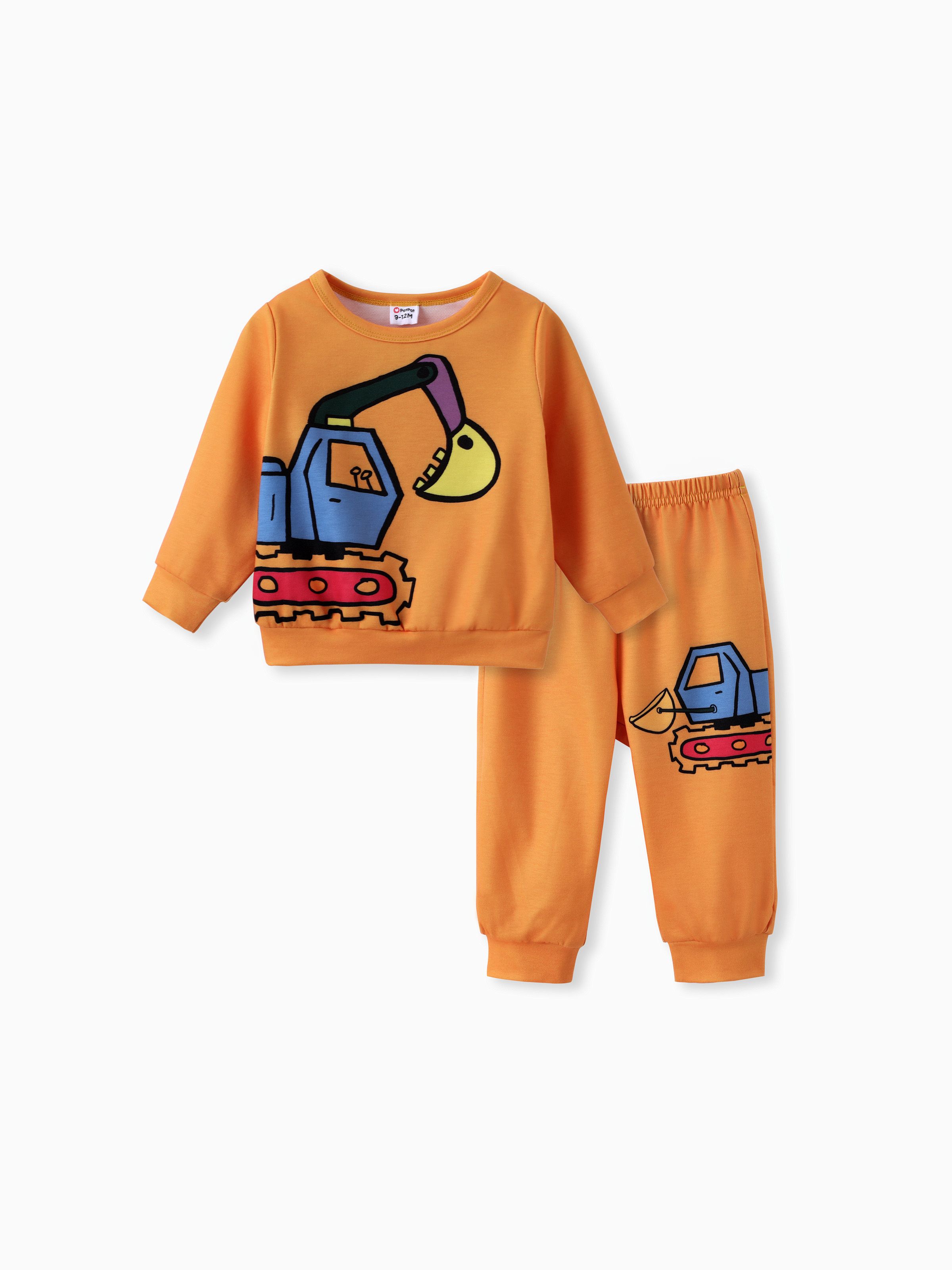 

Baby Boy 2pcs Dinosaur/ Vehicle Print Sweatshirt and Pants Set