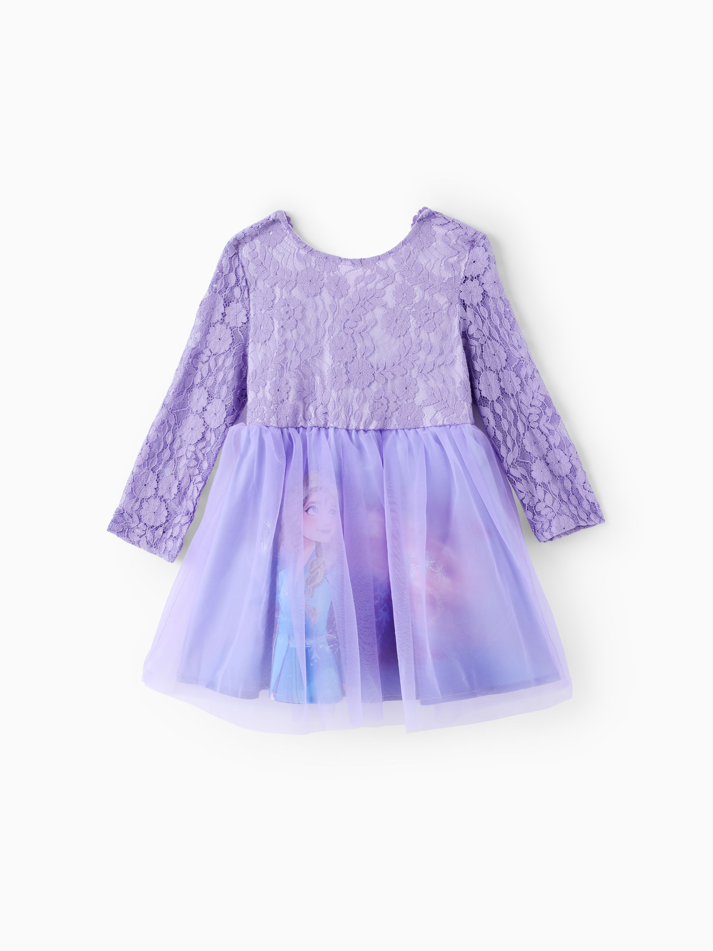 

Disney Princess Toddler Girl 1pc Elsa Lace Bowknot Mesh Long-sleeve Dress
