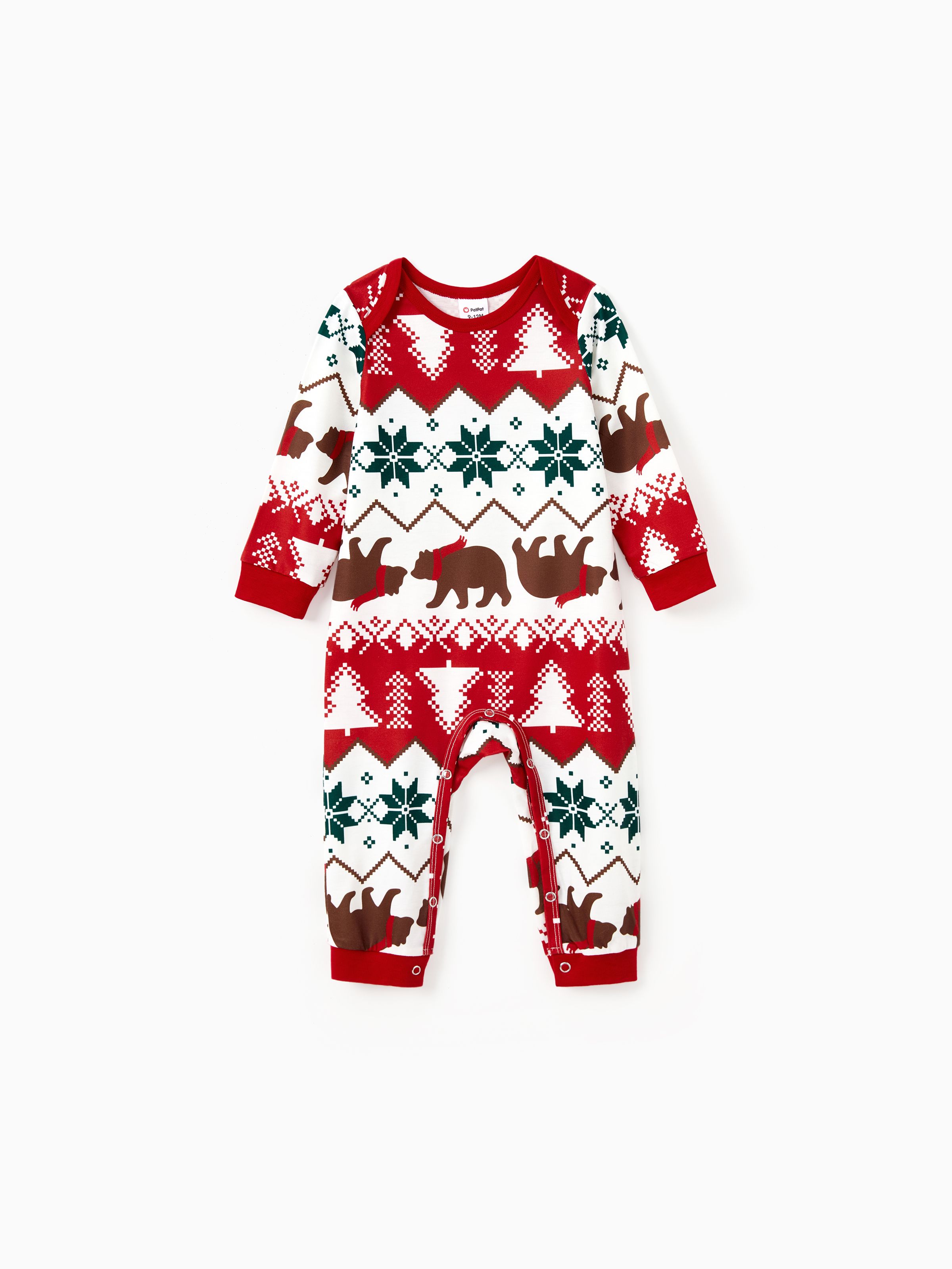 

Christmas Family Matching Raglan Sleeves Polar Bear Graphic Allover Pattern Pants Pajamas Sets with Drawstring and Pockets (Flame Resistant)