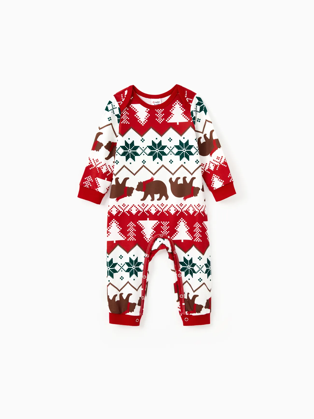 

Family Christmas Pajamas Raglan Sleeves Polar Bear Graphic Allover Pattern Pants PJS with Drawstring and Pockets