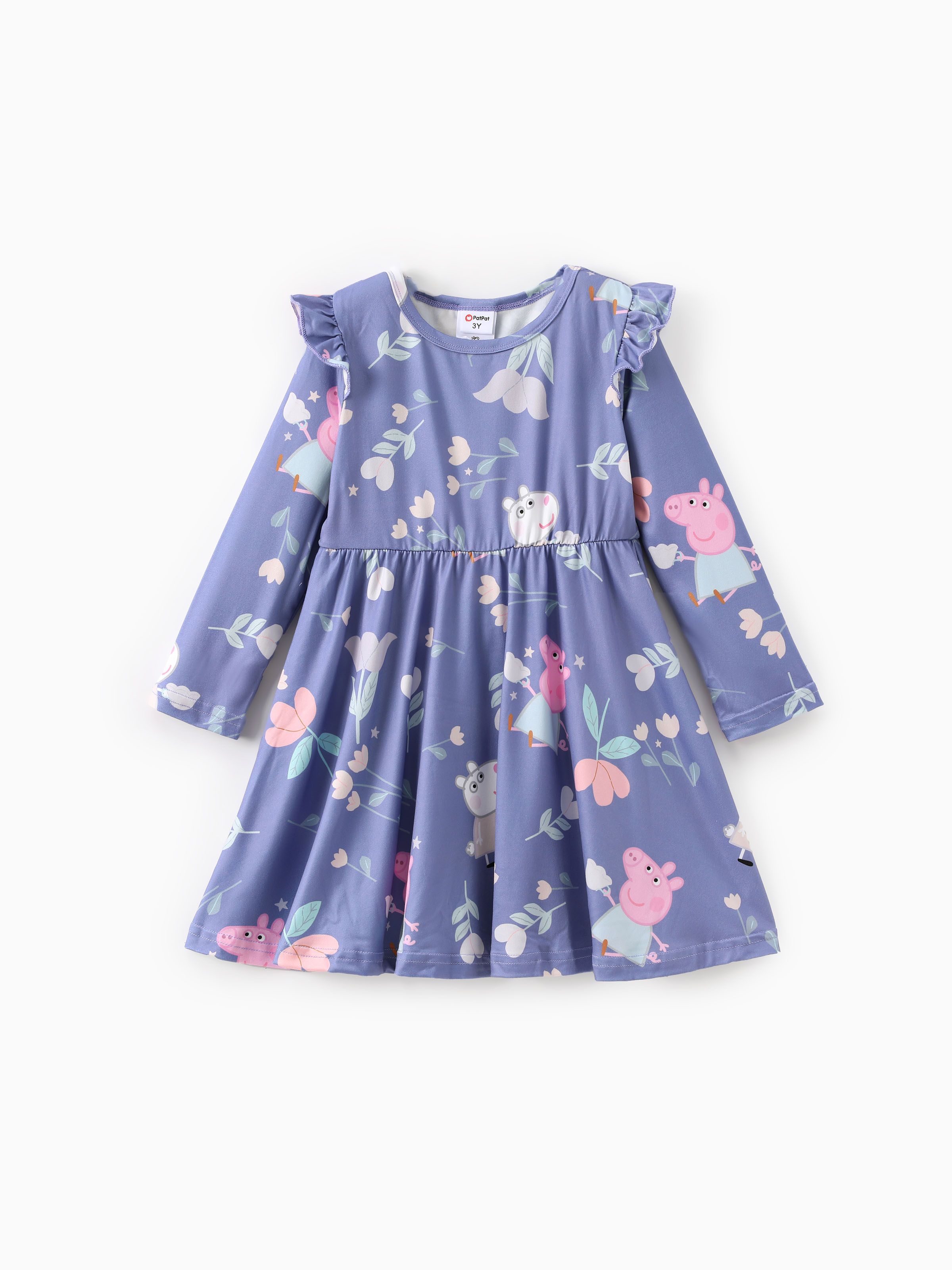 

Peppa Pig Toddler Girl 1pc Floral Fairy tale Floral Flutter Long-sleeve Dress