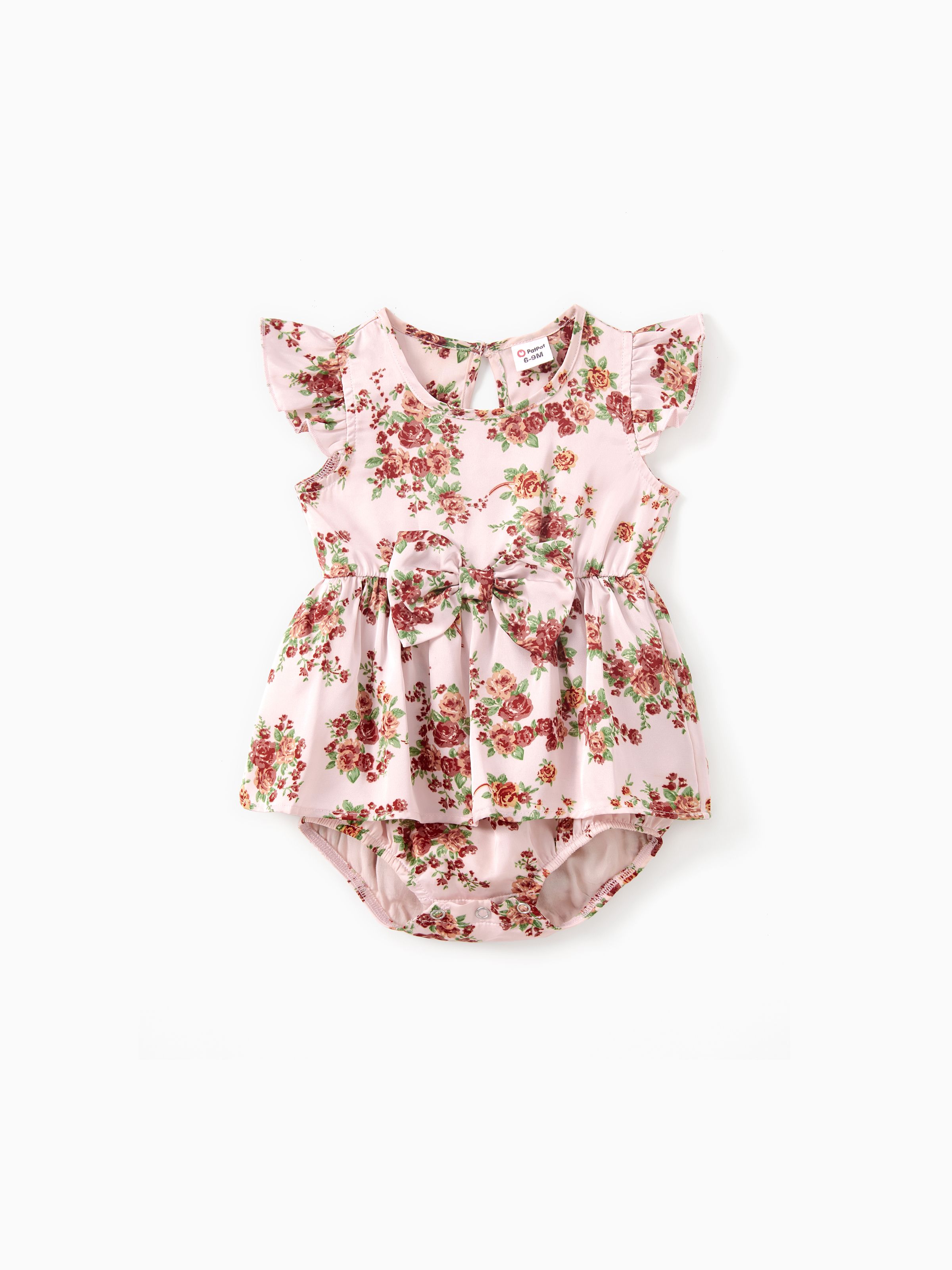 

Mommy and me Floral Pink Smocked Top Ruffle Hem Short Sleeves Midi Dress
