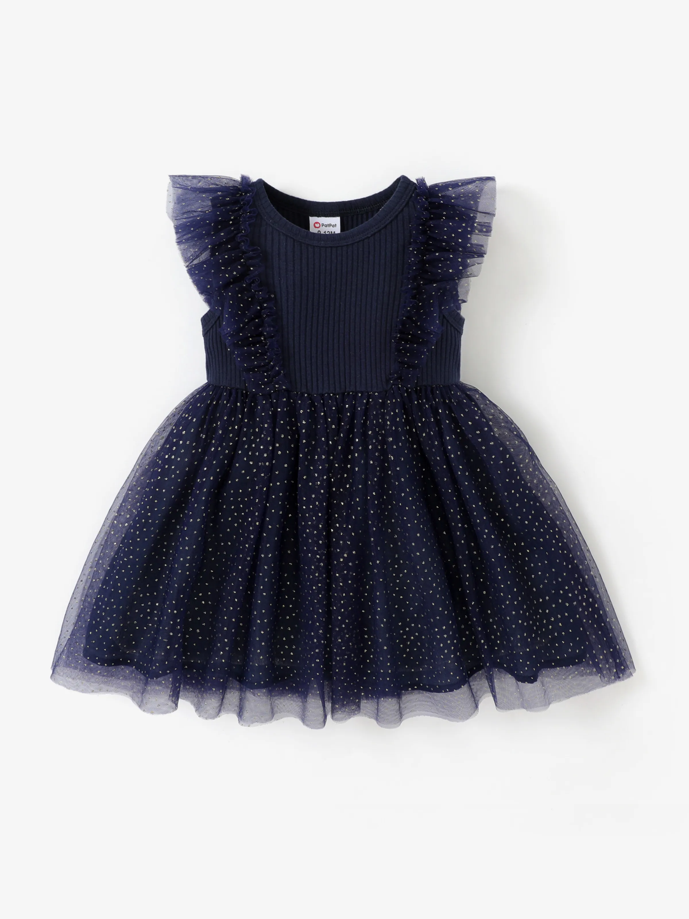 

Baby Girl Ruffled Mesh Splice Dress