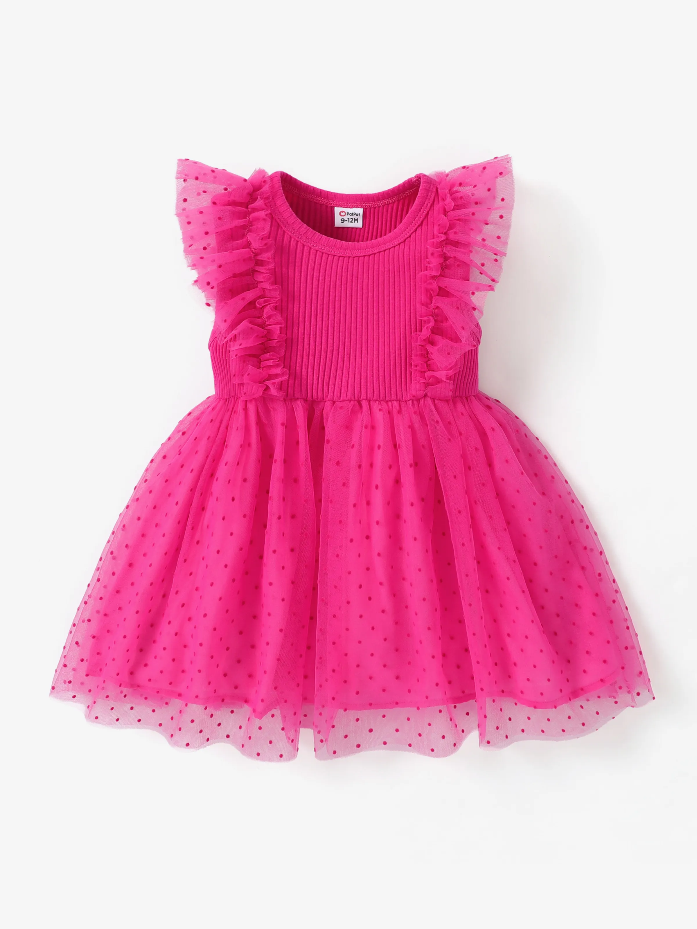 

Baby Girl Ruffled Mesh Splice Dress