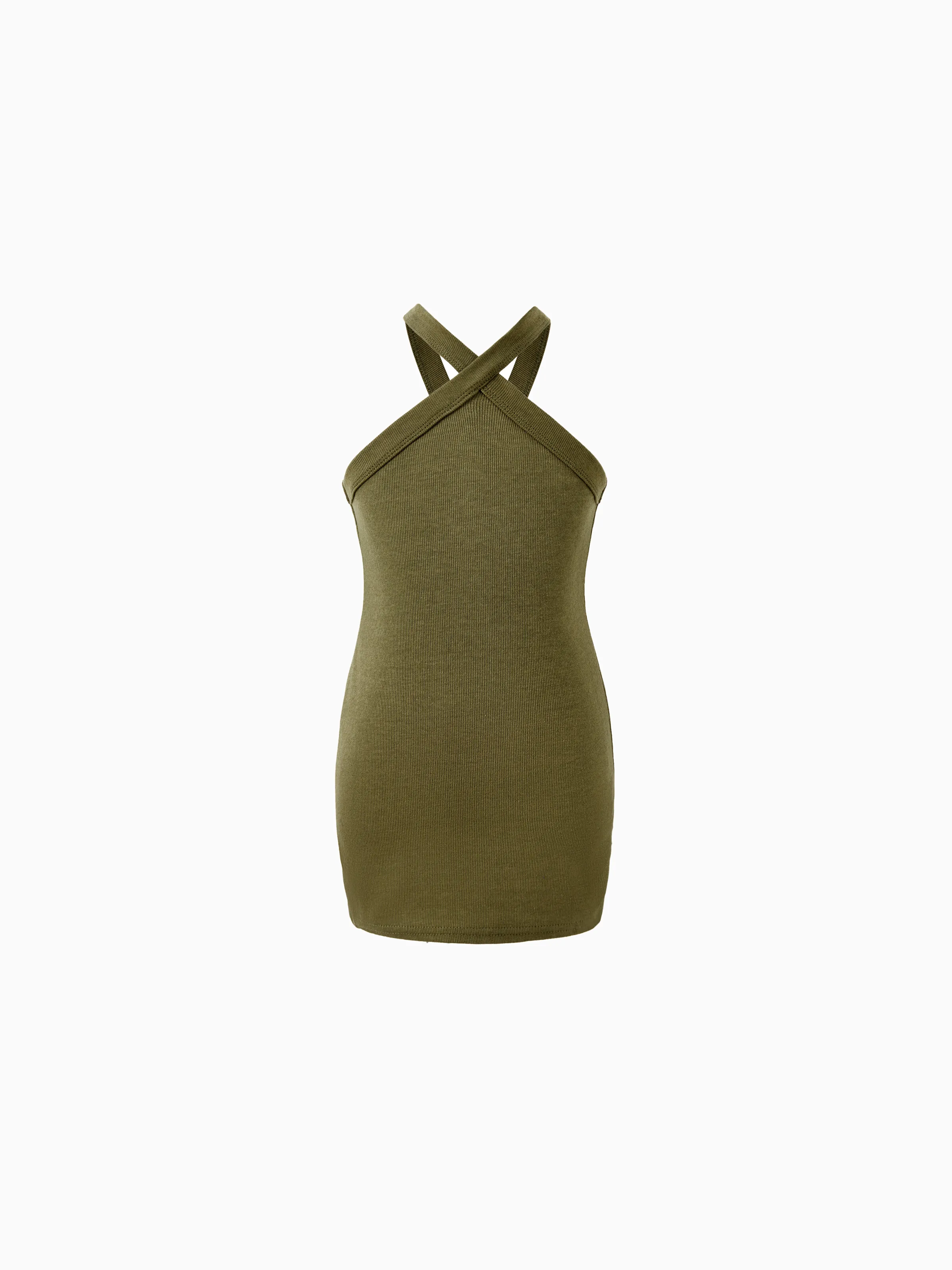 

Mommy and Me Army Green Cross Halter Body-con Sleeveless Dress