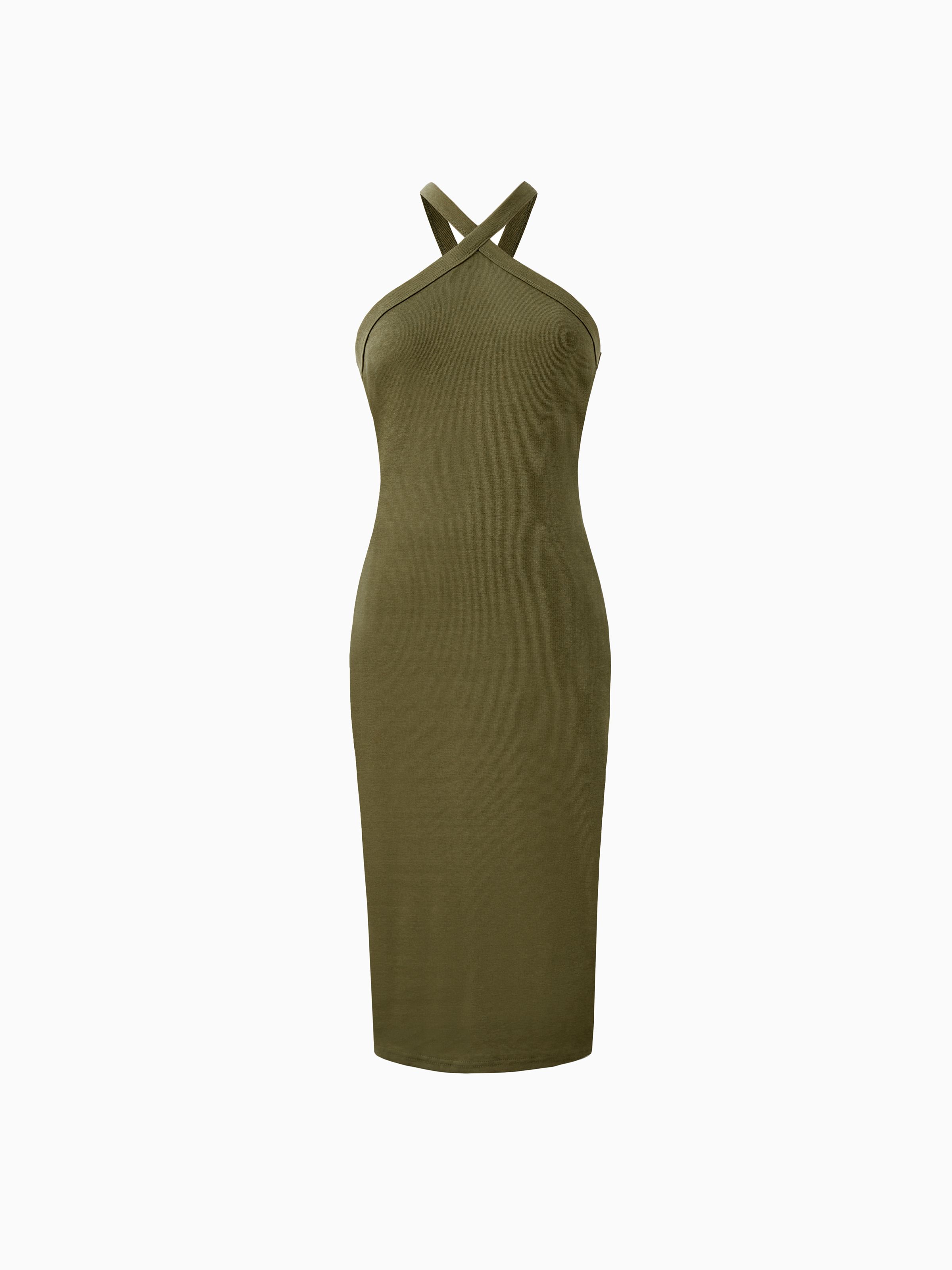 

Mommy and Me Army Green Cross Halter Body-con Sleeveless Dress