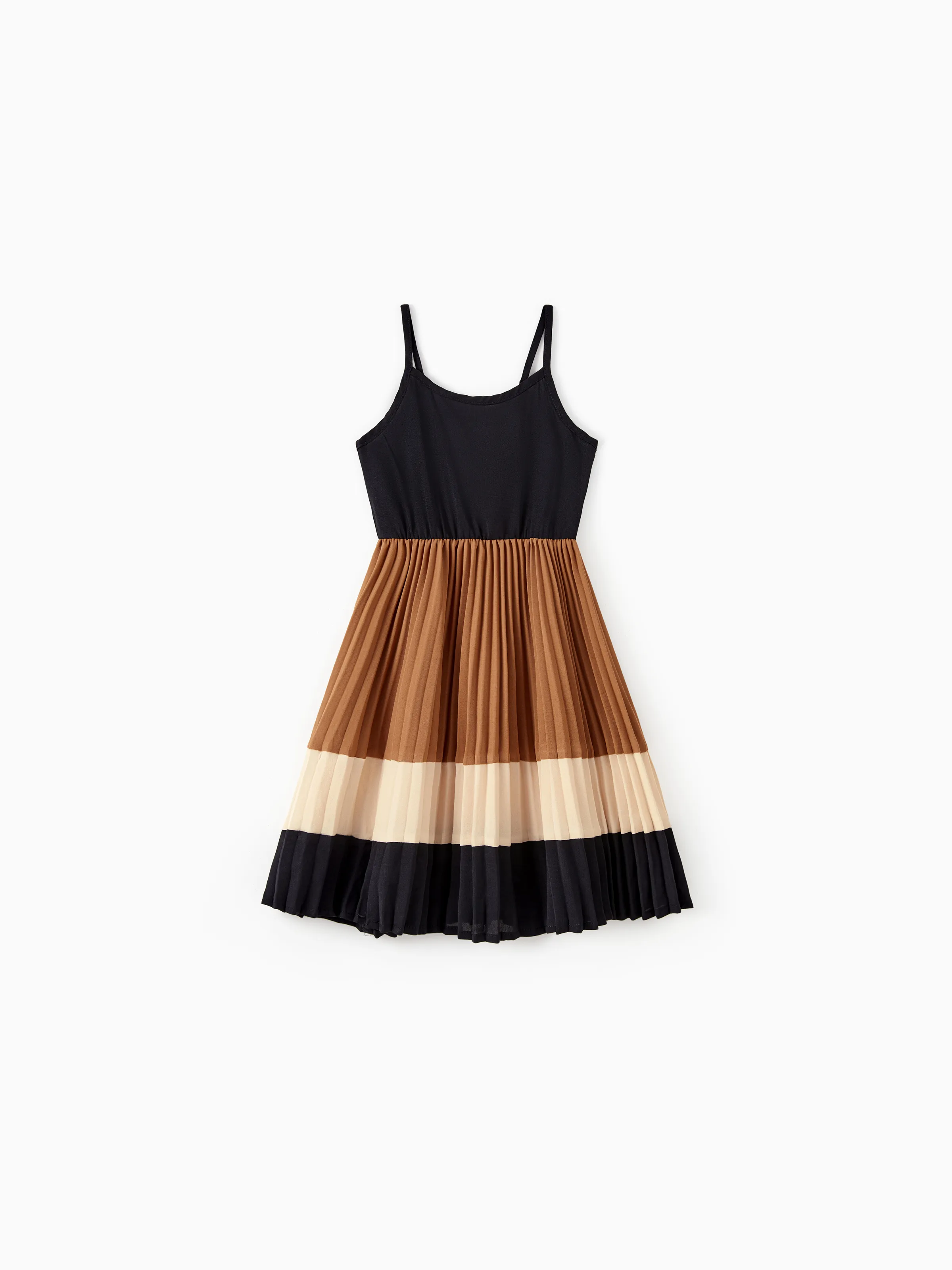 

Family Matching Sets Three-Color Tee or Cami Strap Top Flowy Pleated Bottom Dress