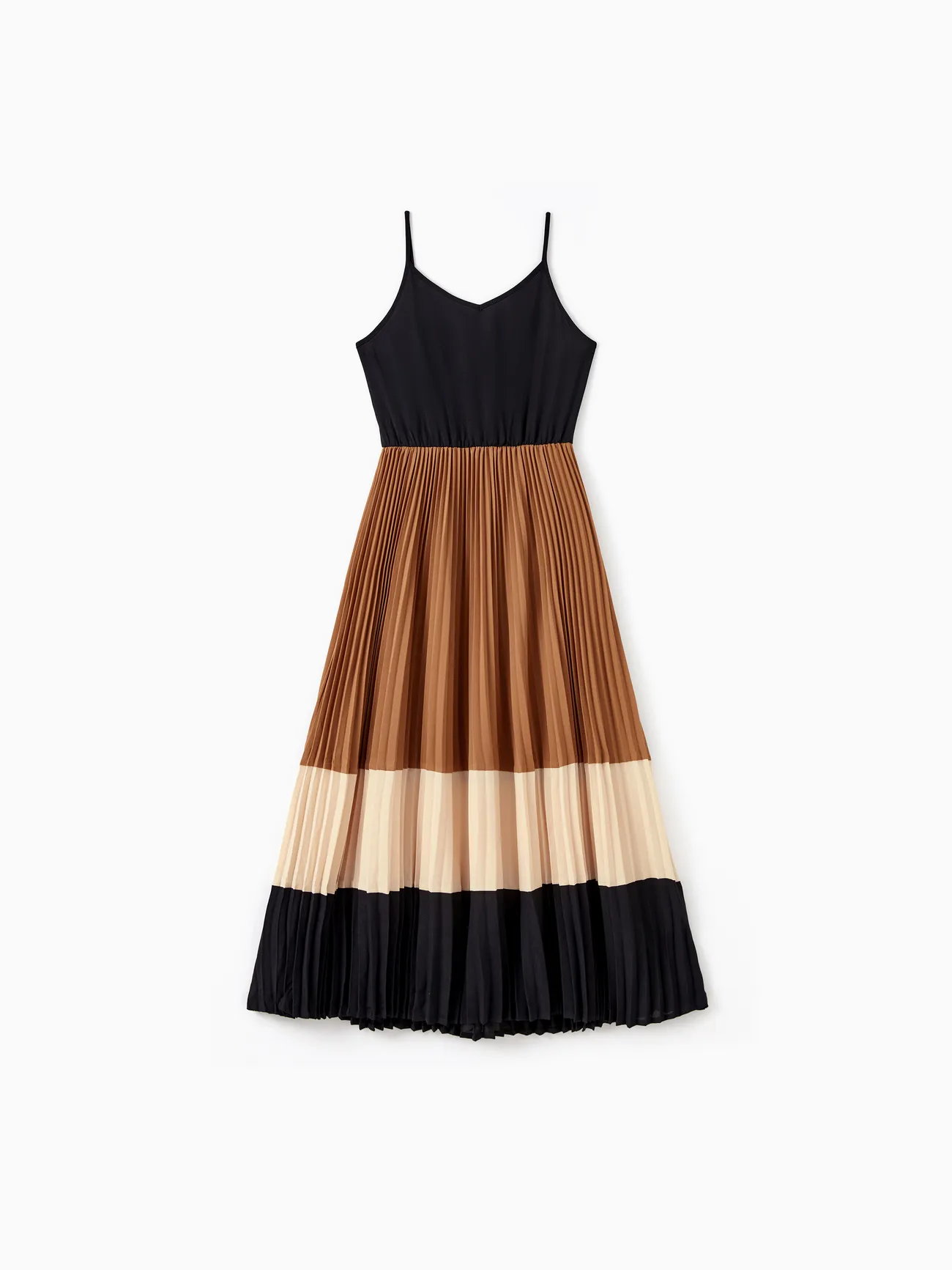 

Family Matching Sets Three-Color Tee or Cami Strap Top Flowy Pleated Bottom Dress