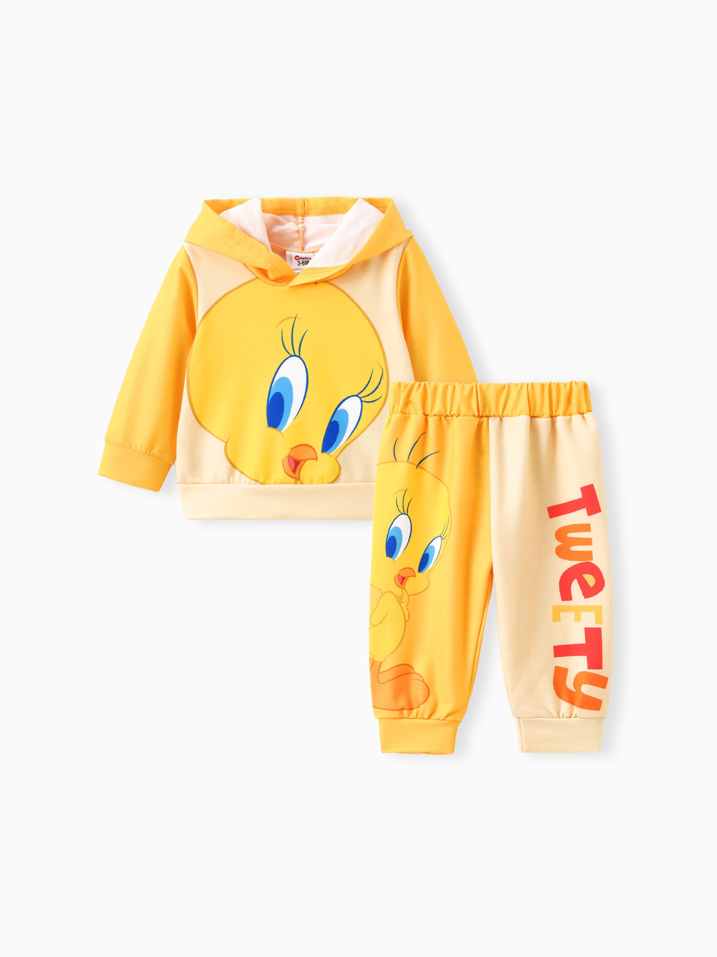 looney tunes conjunto de sudadera con capucha y pantalón de chándal gráfico de manga larga para bebé niño/niña